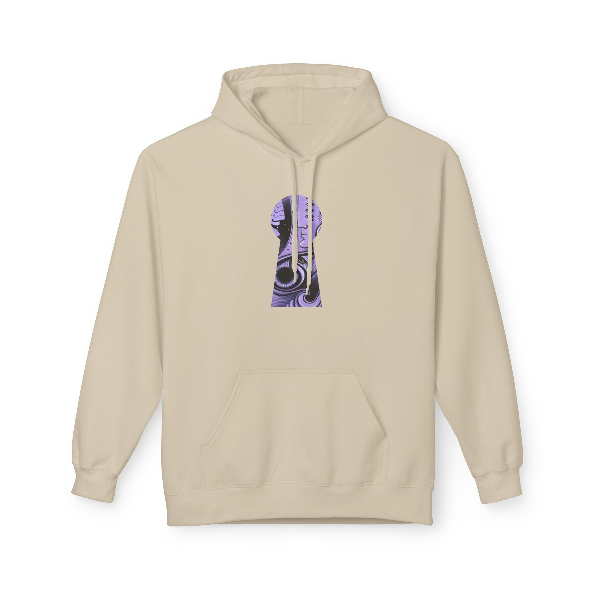 Purple Psychedelic Guitar Art Hoodie | Keyhole Front, Circular Back Design
