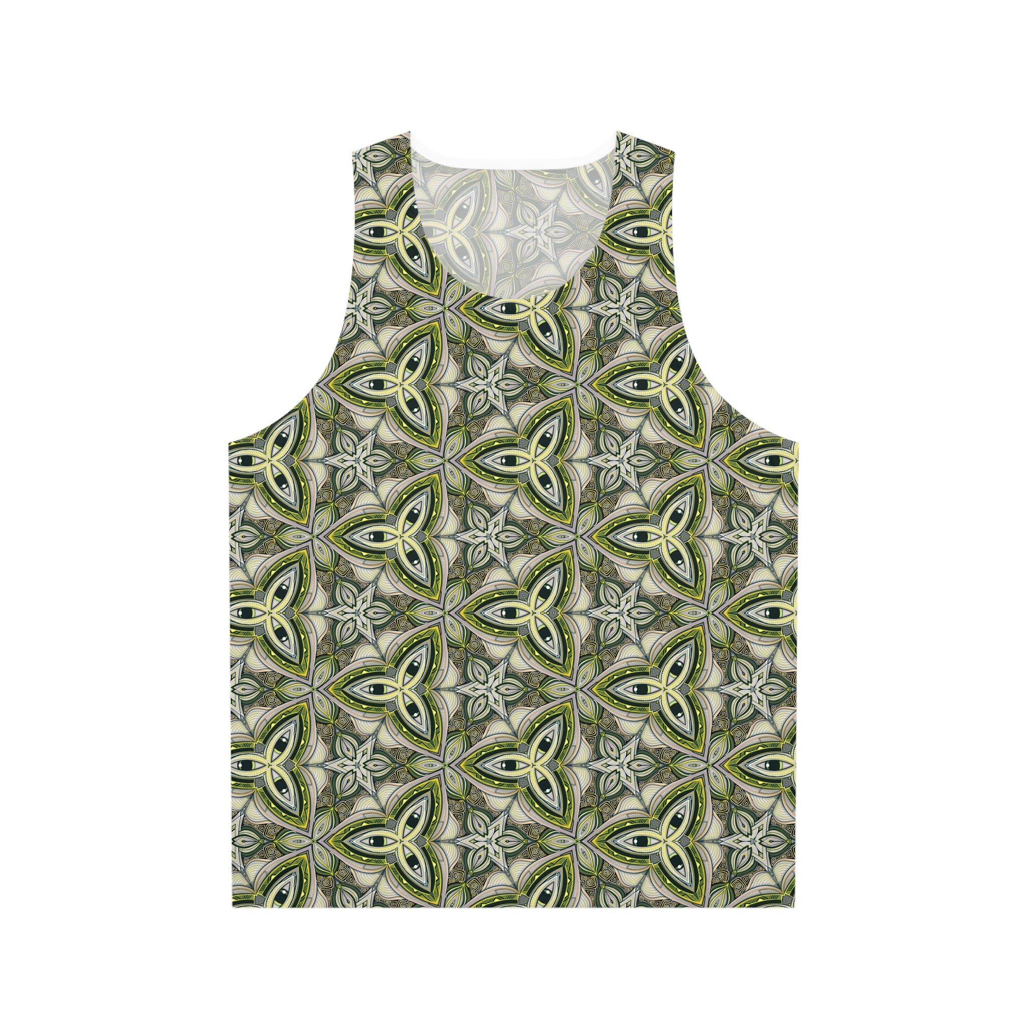 Green Celtic Tile Tank Top — All-Over Printed Geometric Pattern #hf9753