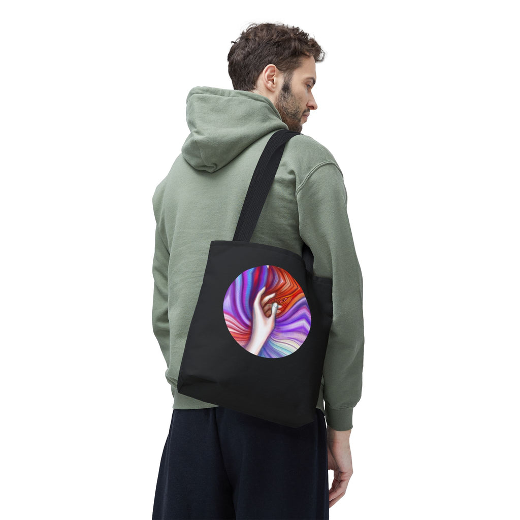 Mystic Wave Tote Bag — Colorful Hand & Psychedelic Swirl Art #sf146873