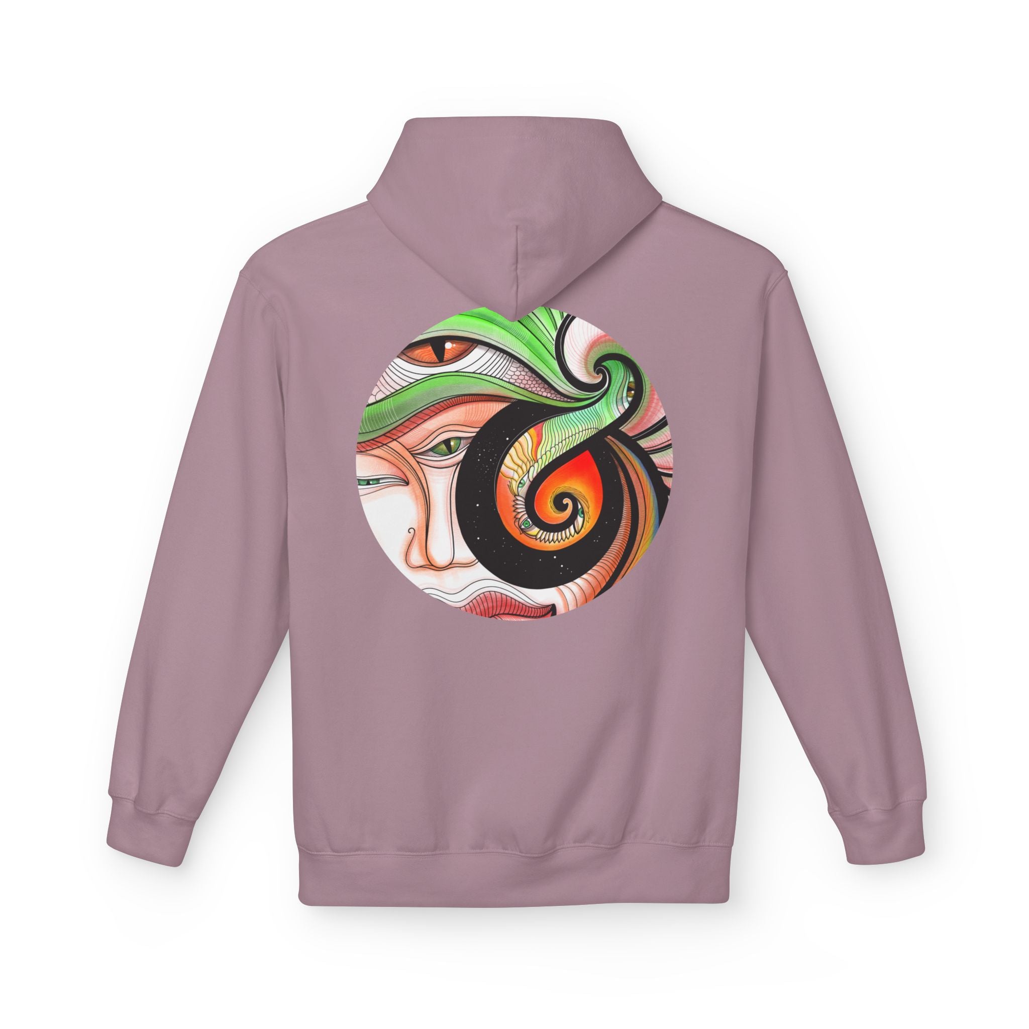 Abstract Swirl Face Hoodie | Artistic Geometric Portrait, White Pullover