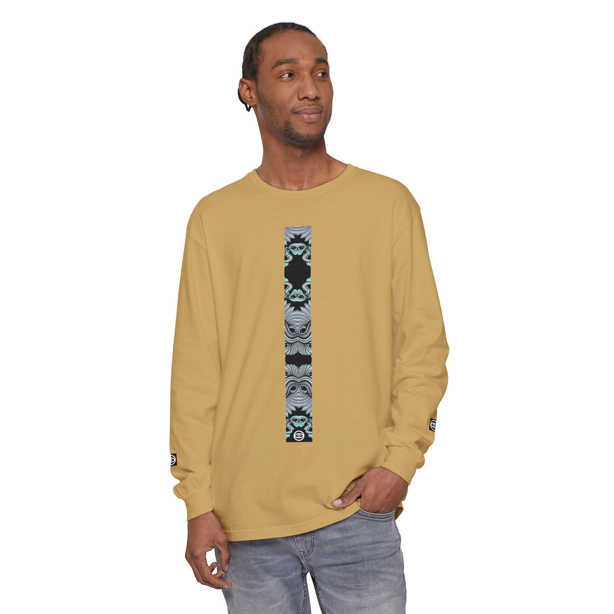 Men's/Women's Long Sleeve T-Shirt — Vertical Geometric Stripe Graphic #kjgd64258