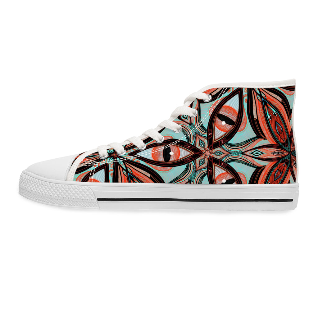 Women's High Top Sneakers — Boho Kaleidoscope Floral Pattern #ht8630