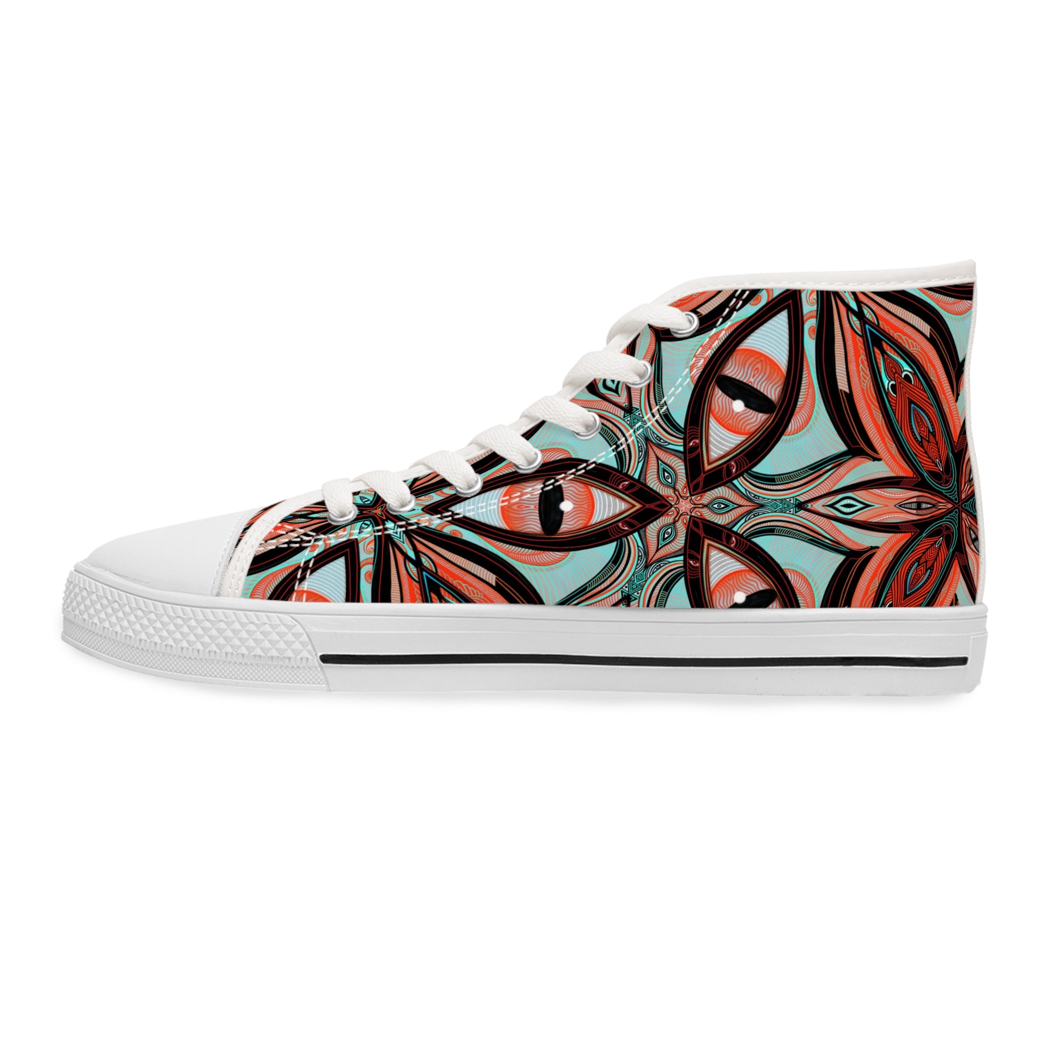 Women's High Top Sneakers — Boho Kaleidoscope Floral Pattern #ht8630