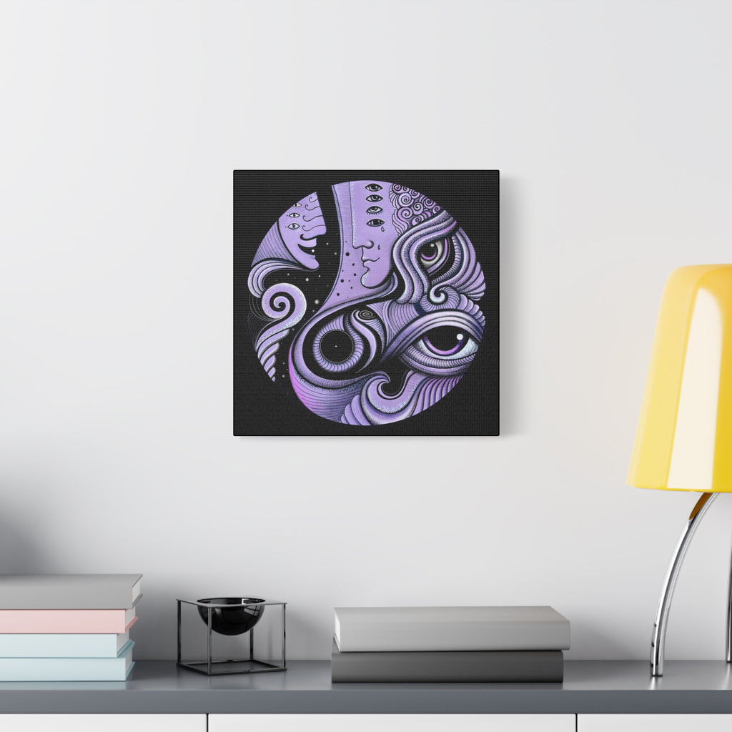 Psychedelic Moon Face Canvas | Matte Stretched Wall Art