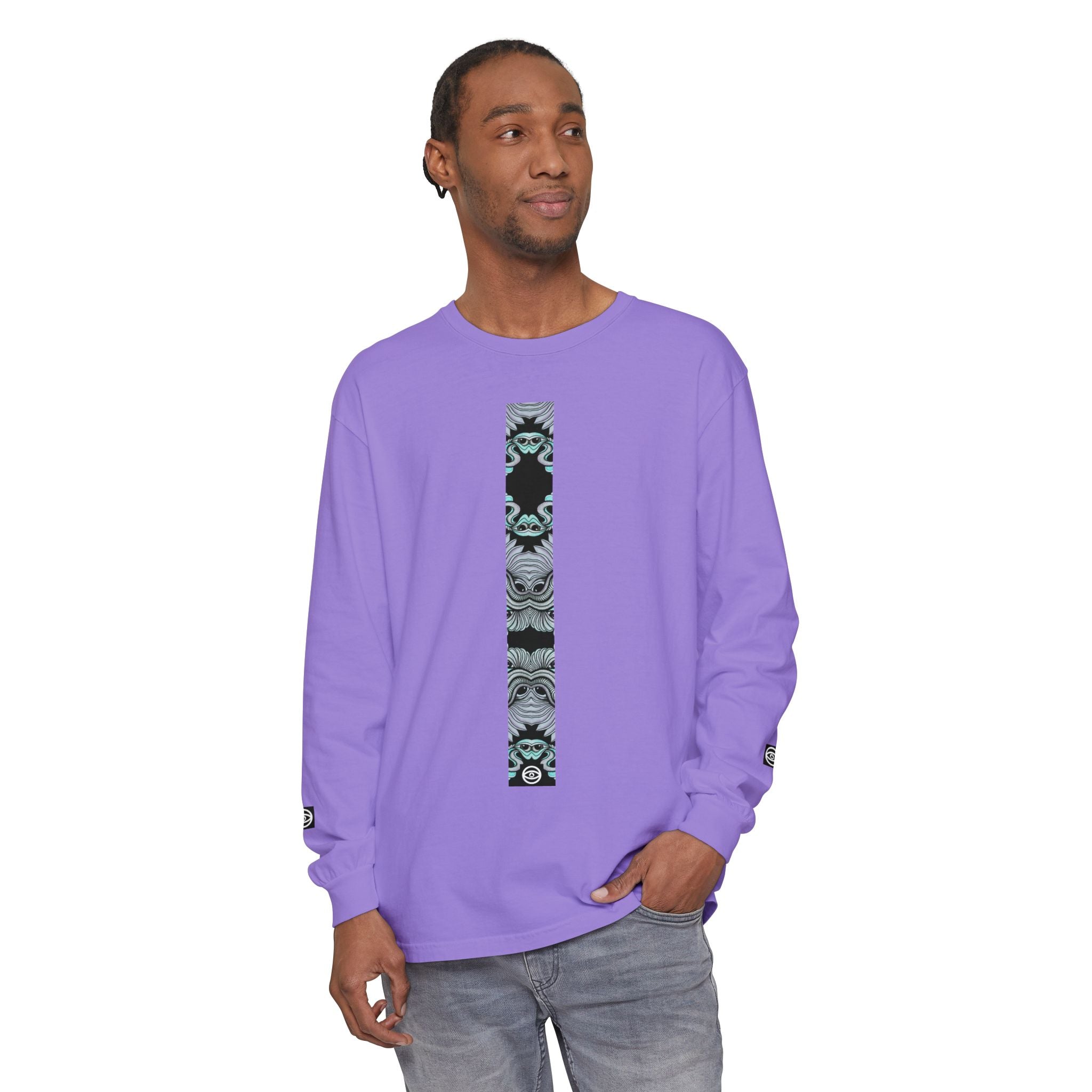 Men's/Women's Long Sleeve T-Shirt — Vertical Geometric Stripe Graphic #kjgd64258