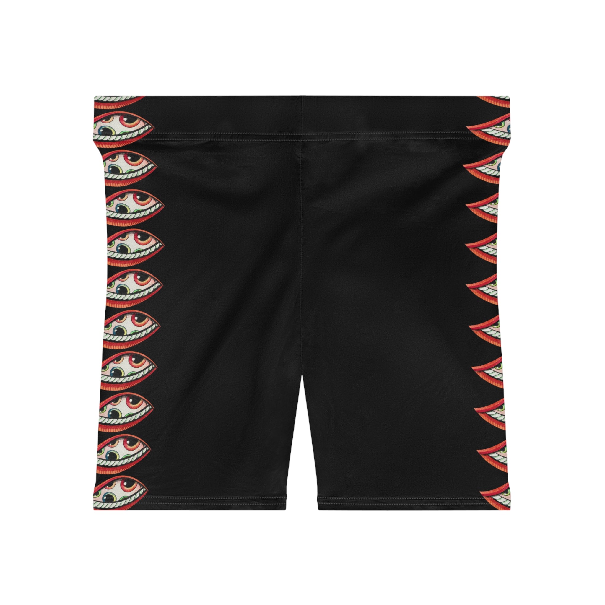 Eye Stripe Women's Biker Shorts — Gothic Black All-Over Print #f98467