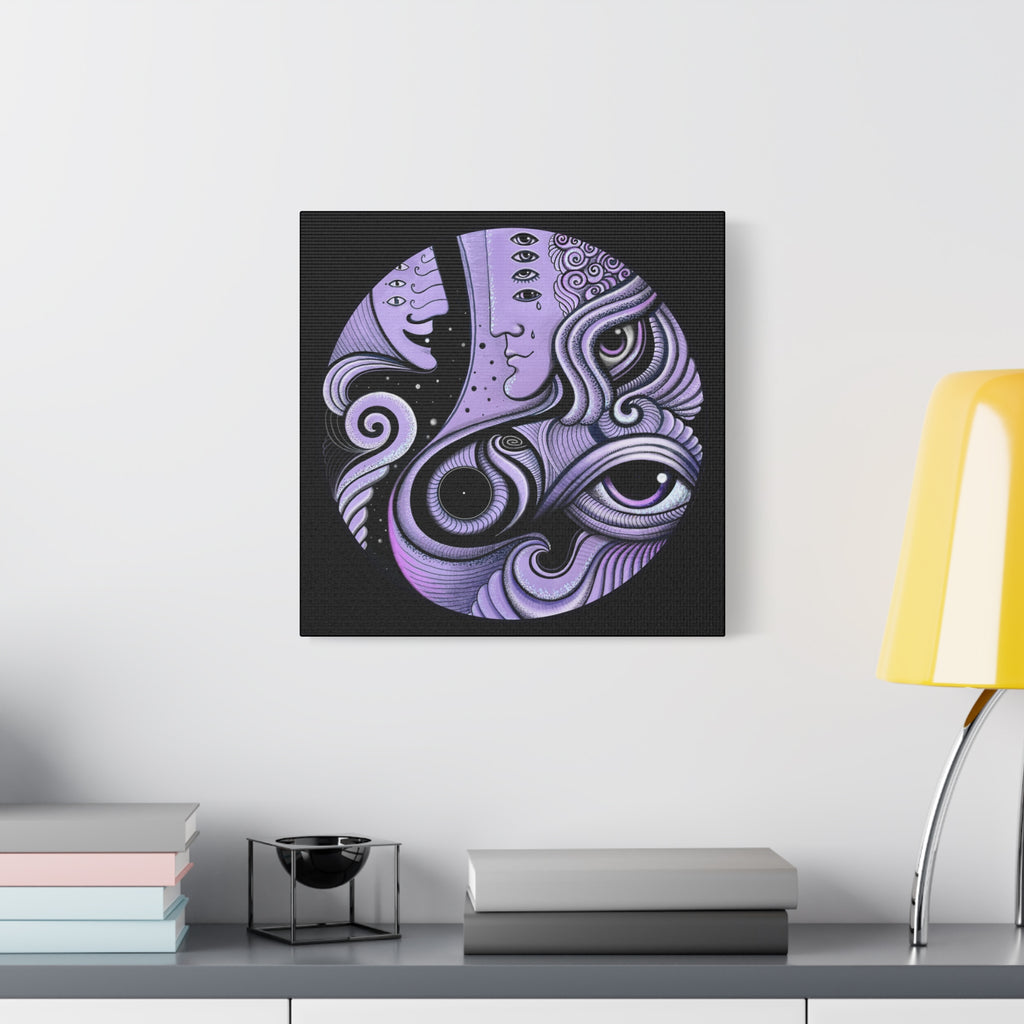 Psychedelic Moon Face Canvas | Matte Stretched Wall Art
