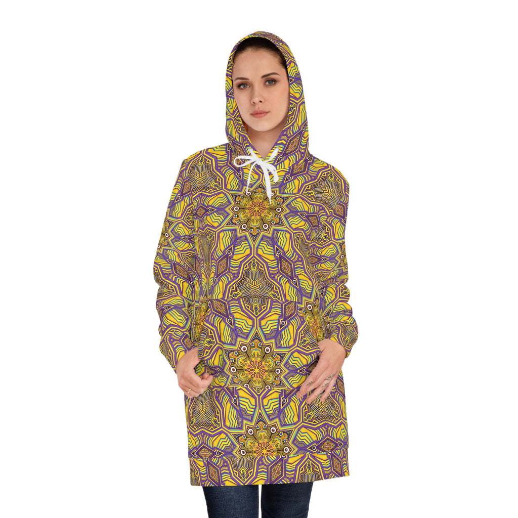Kaleidoscope Floral Hoodie Dress – Boho Mandala All-Over Print #x88843