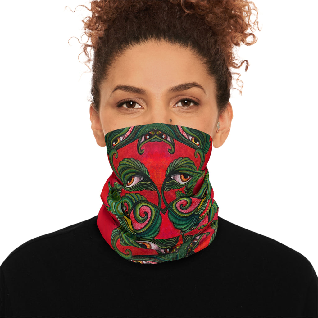 Winter Neck Gaiter — Festive Red Green Kaleidoscope Face Mask #as249761