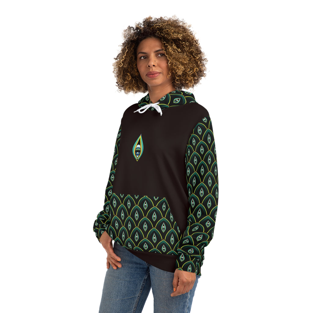 Peacock Feather Pattern Hoodie — Green All-Over-Print Fashion Hoodie #d00998654