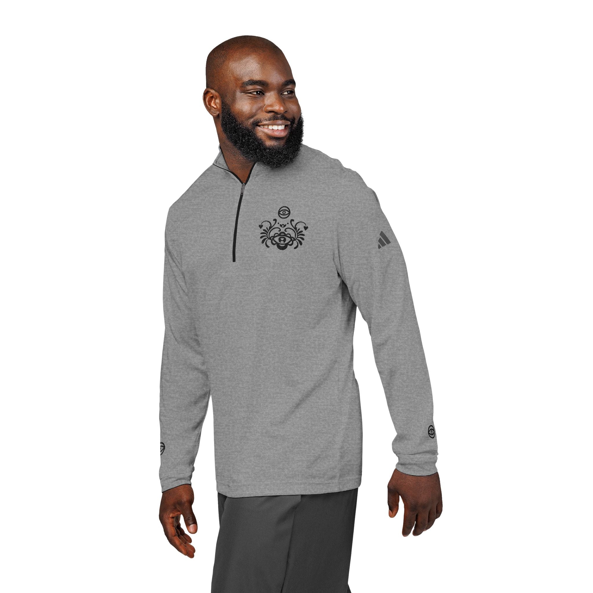 Embroidered Quarter-Zip Pullover — Adidas® Athletic Golf Top #s234513