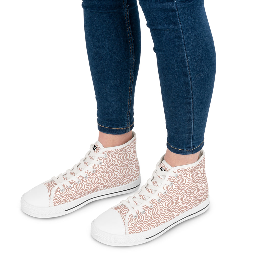 Women's High Top Sneakers - Rose Maze Pattern Casual Canvas Shoes #h875688