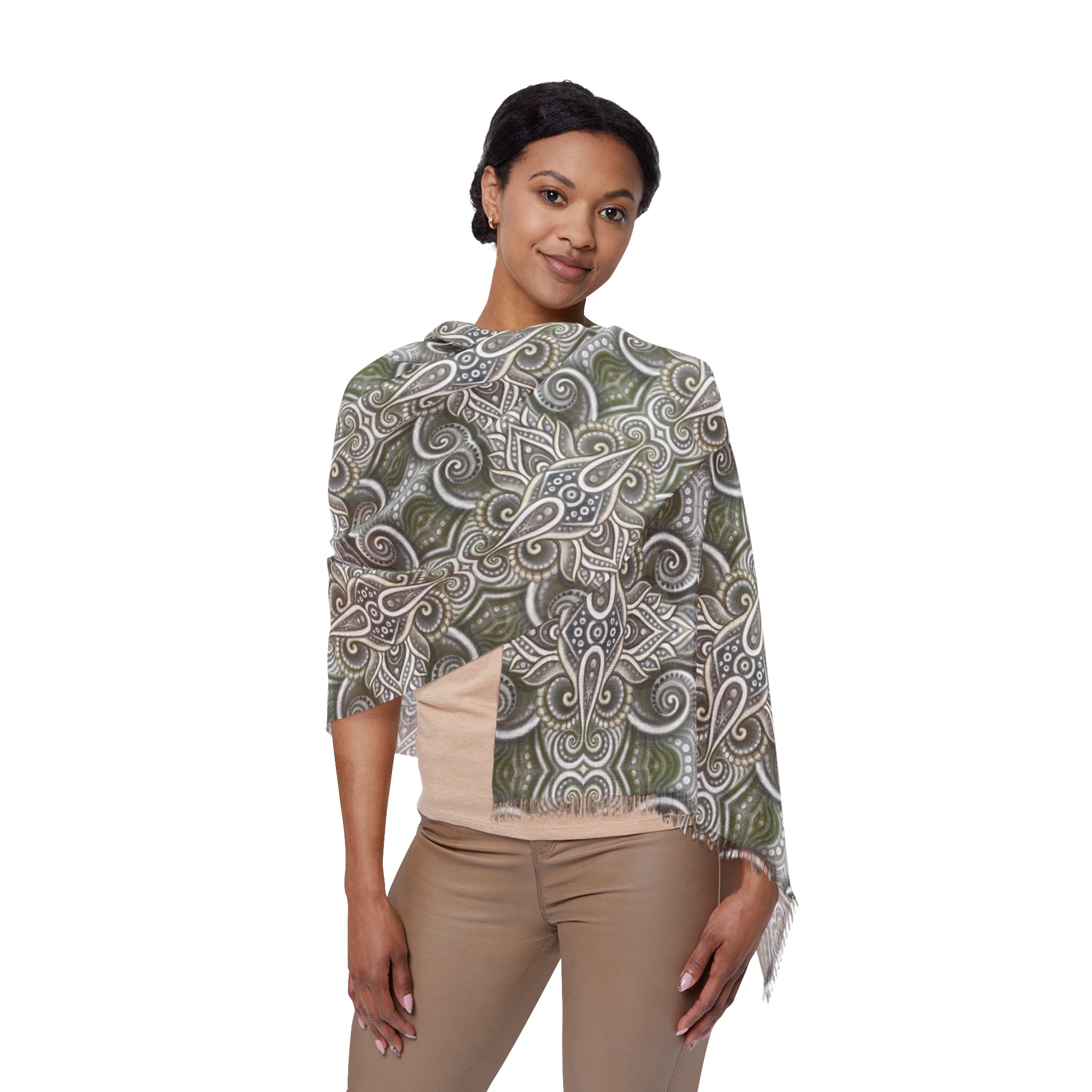 Light Scarf – Neutral Kaleidoscope Patterned Scarf #h53259