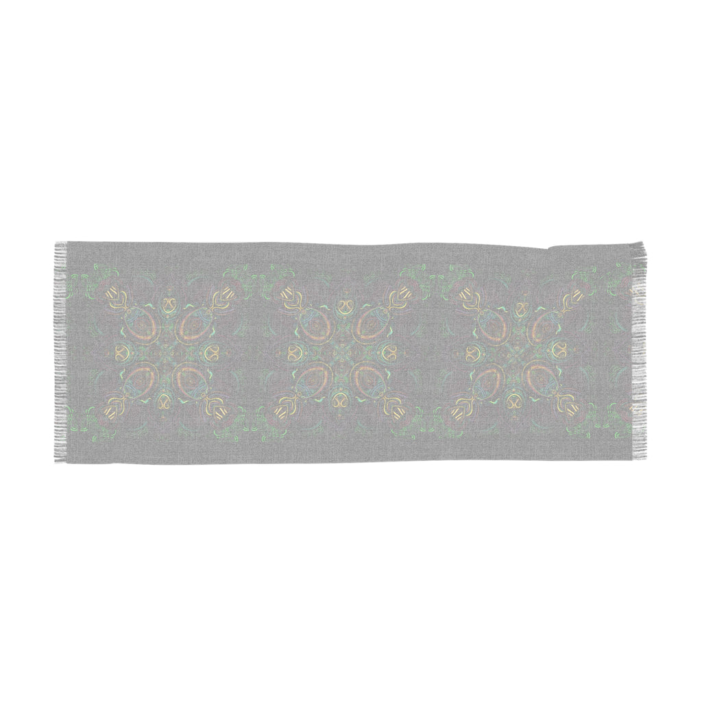 Bohemian Kaleidoscope Light Scarf — Dark Green Floral Pattern #j8289