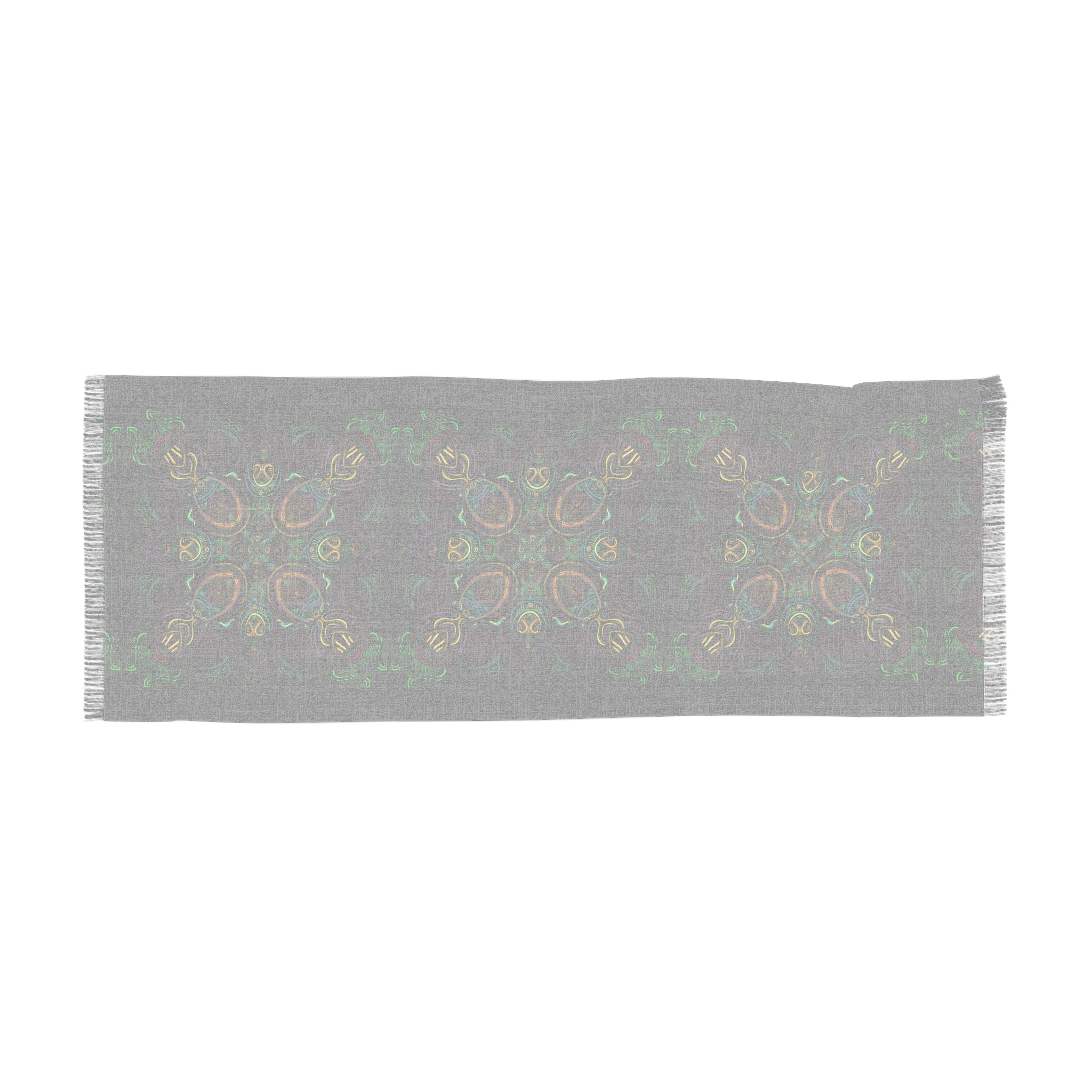 Bohemian Kaleidoscope Light Scarf — Dark Green Floral Pattern #j8289