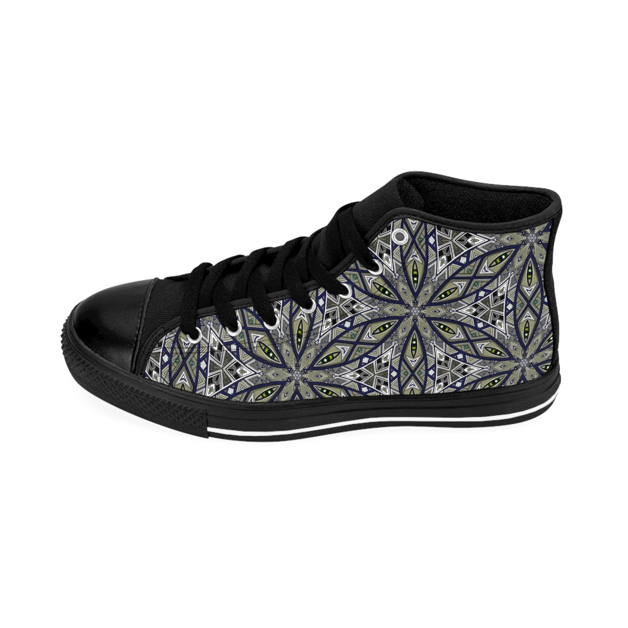 Mandala Geo High-Top Sneakers — Men's Classic Patterned Shoes.  #ojh22338