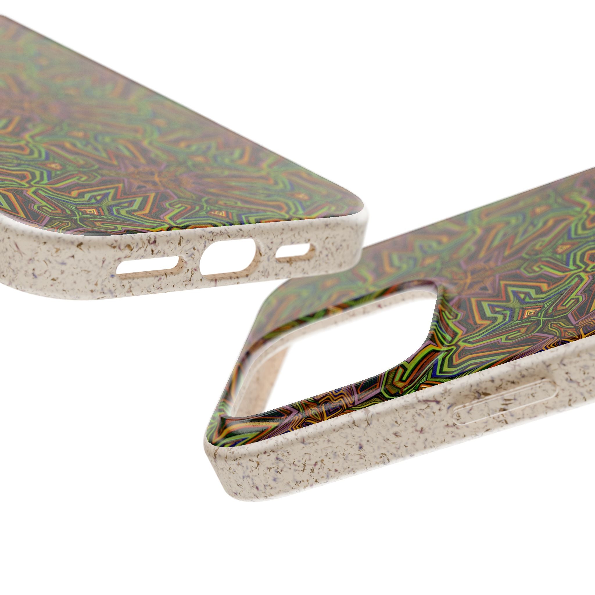 Biodegradable Phone Case — Earthy Green Kaleidoscope Pattern #c3