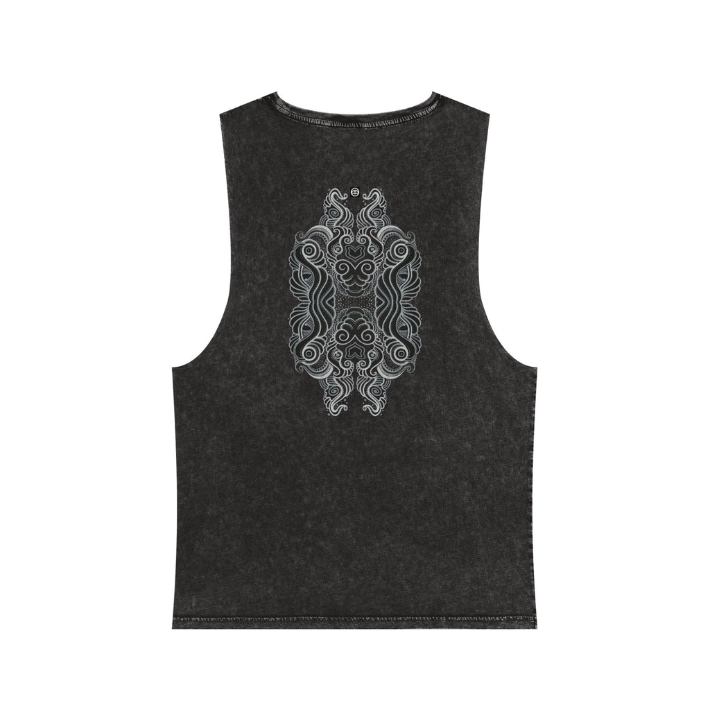 Stonewash Tank Top with Intricate Celtic Knotwork Design — Vintage Tribal Graphic #d33211