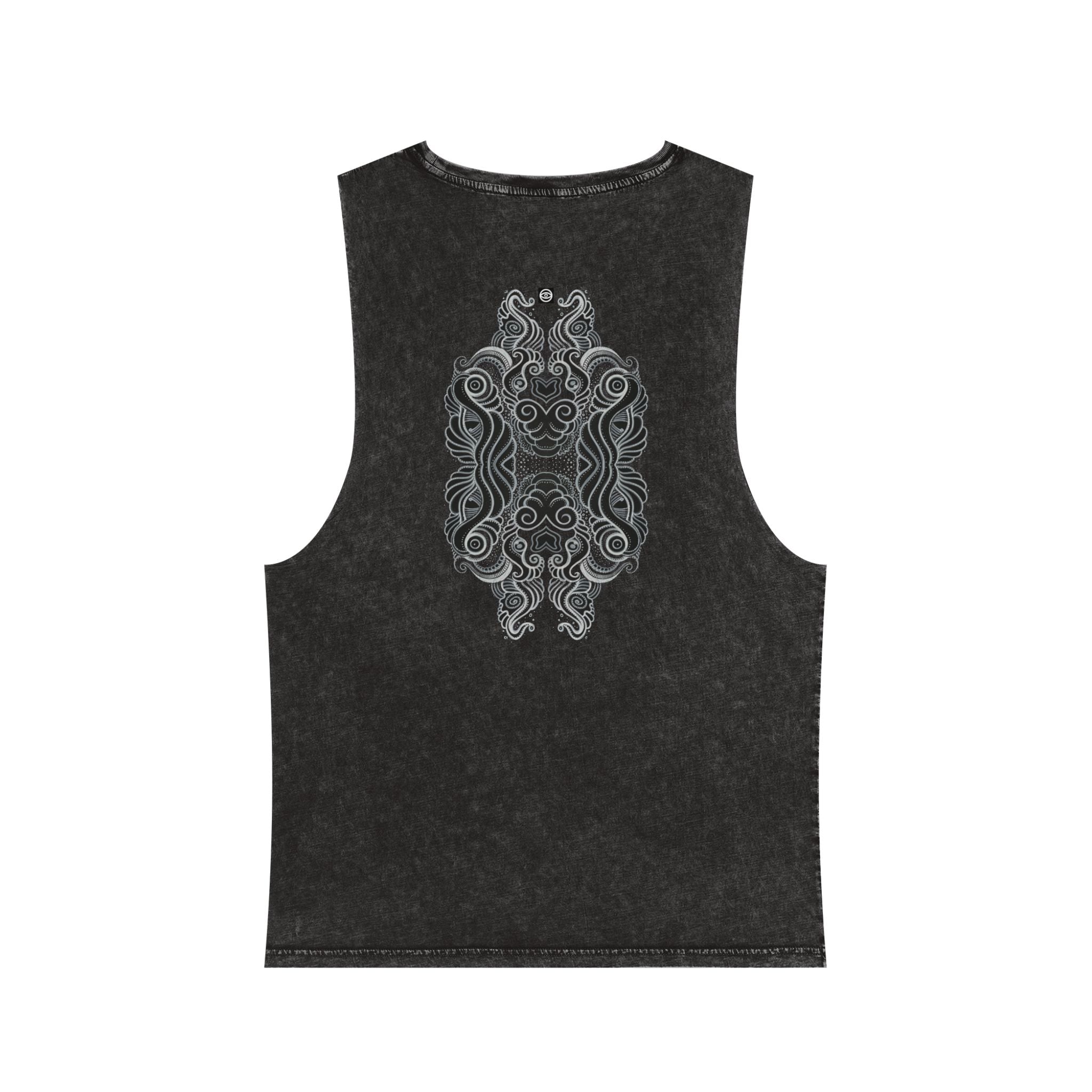 Stonewash Tank Top with Intricate Celtic Knotwork Design — Vintage Tribal Graphic #d33211