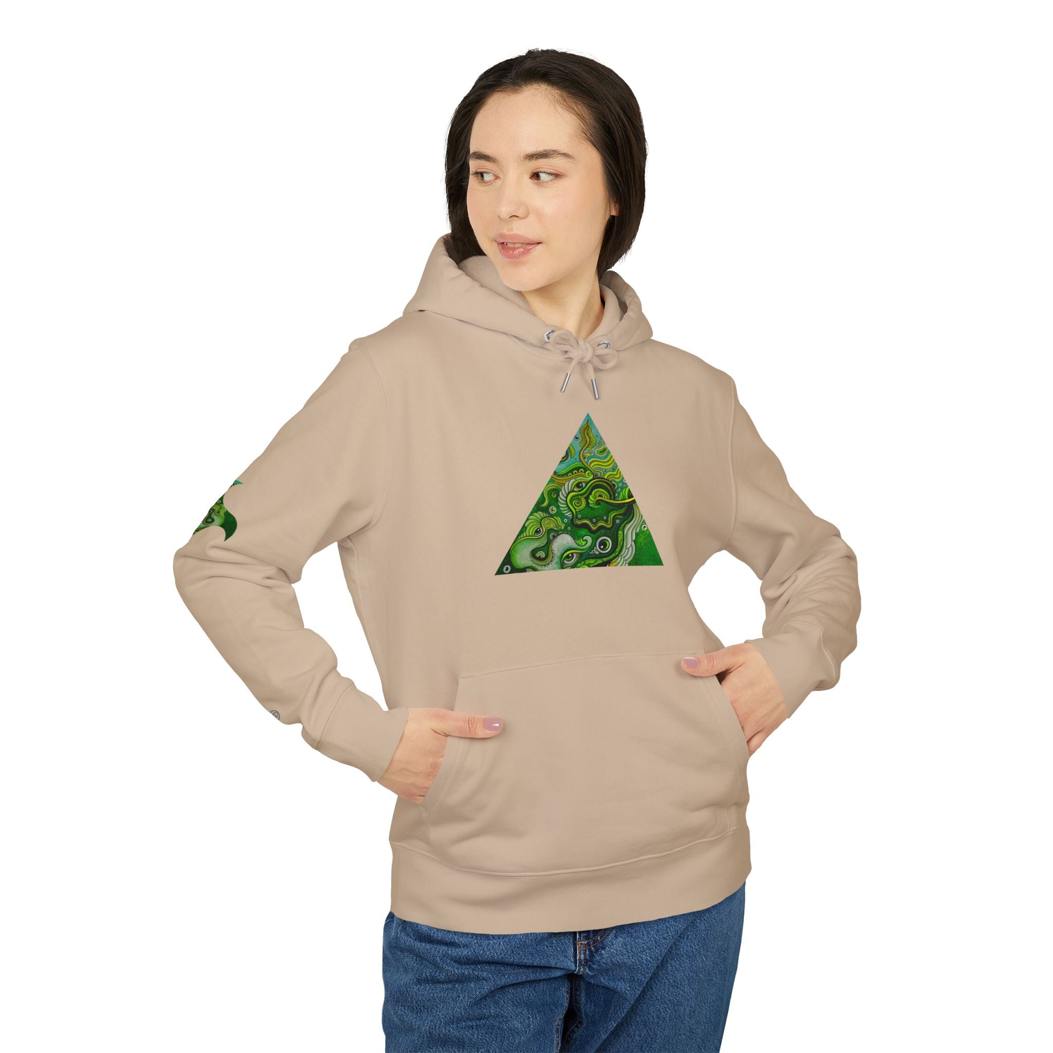 Green Geometric Nature Hoodie — Triangle Diamond Forest Graphic #iyf874322
