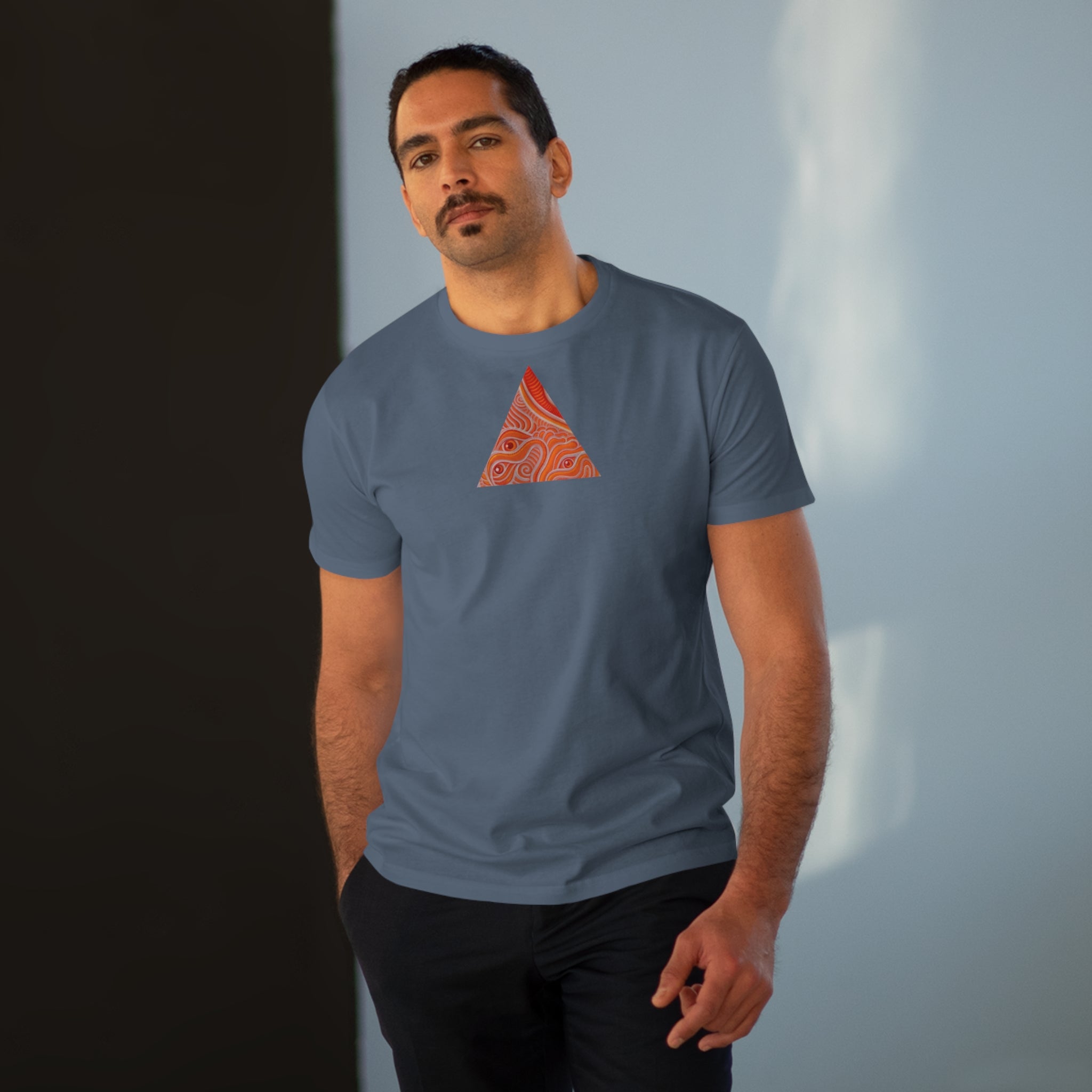 Men's Tee — Red Geometric Triangle Pattern #dm52986