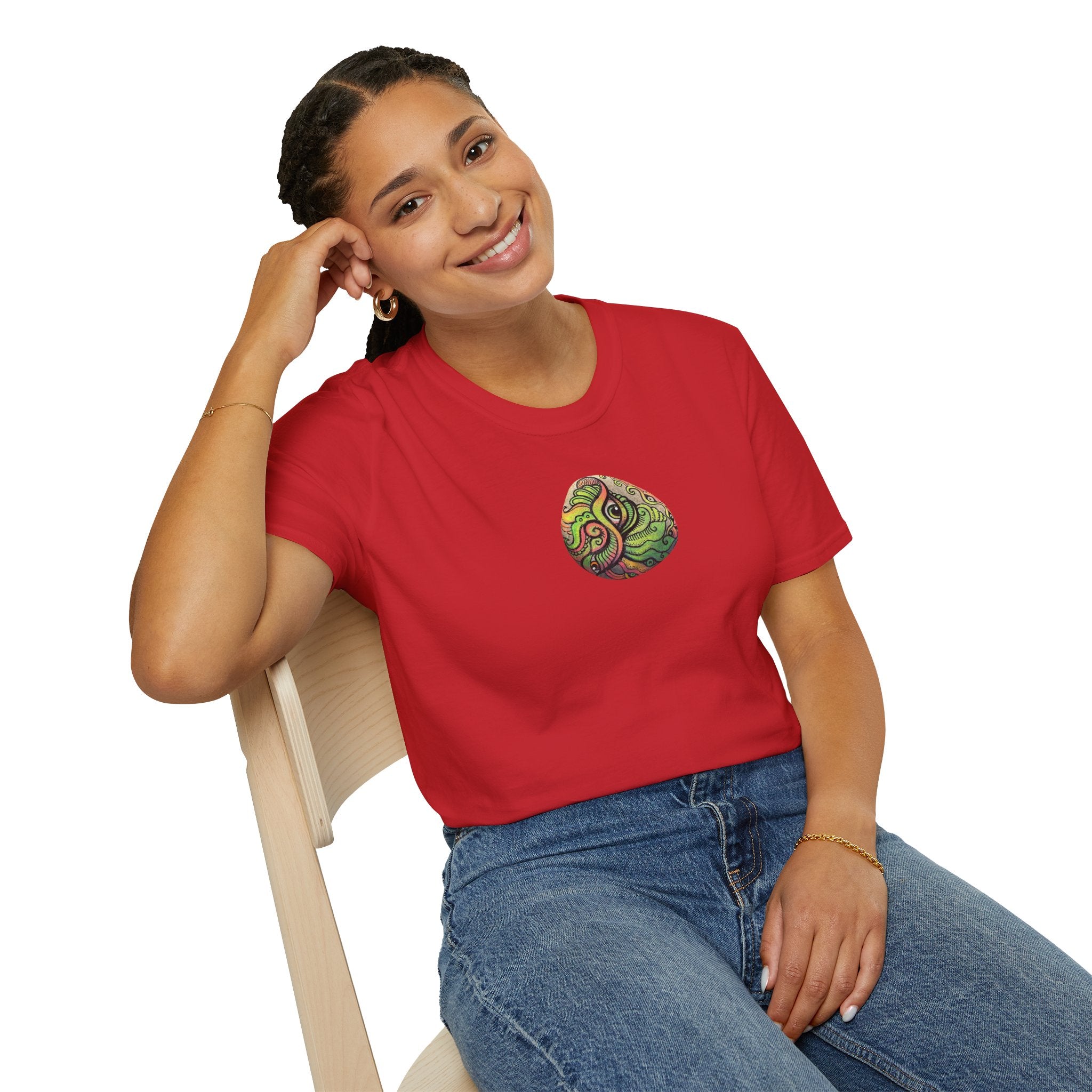 Psychedelic Green Mandala T-Shirt — Abstract Tribal Circle Art Tee #h84210