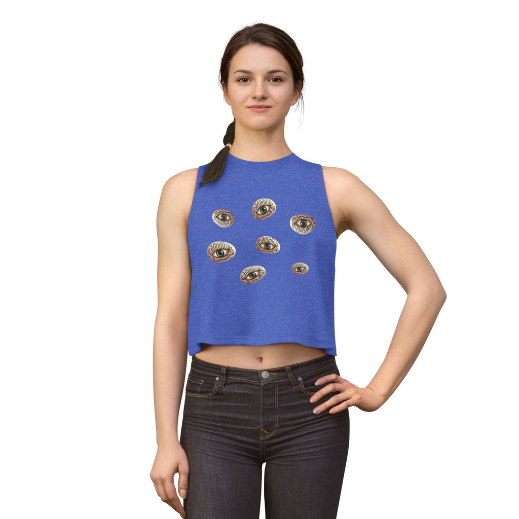 Women's Eye Cluster Crop Top — Mystical Boho Graphic Tank #k97357
