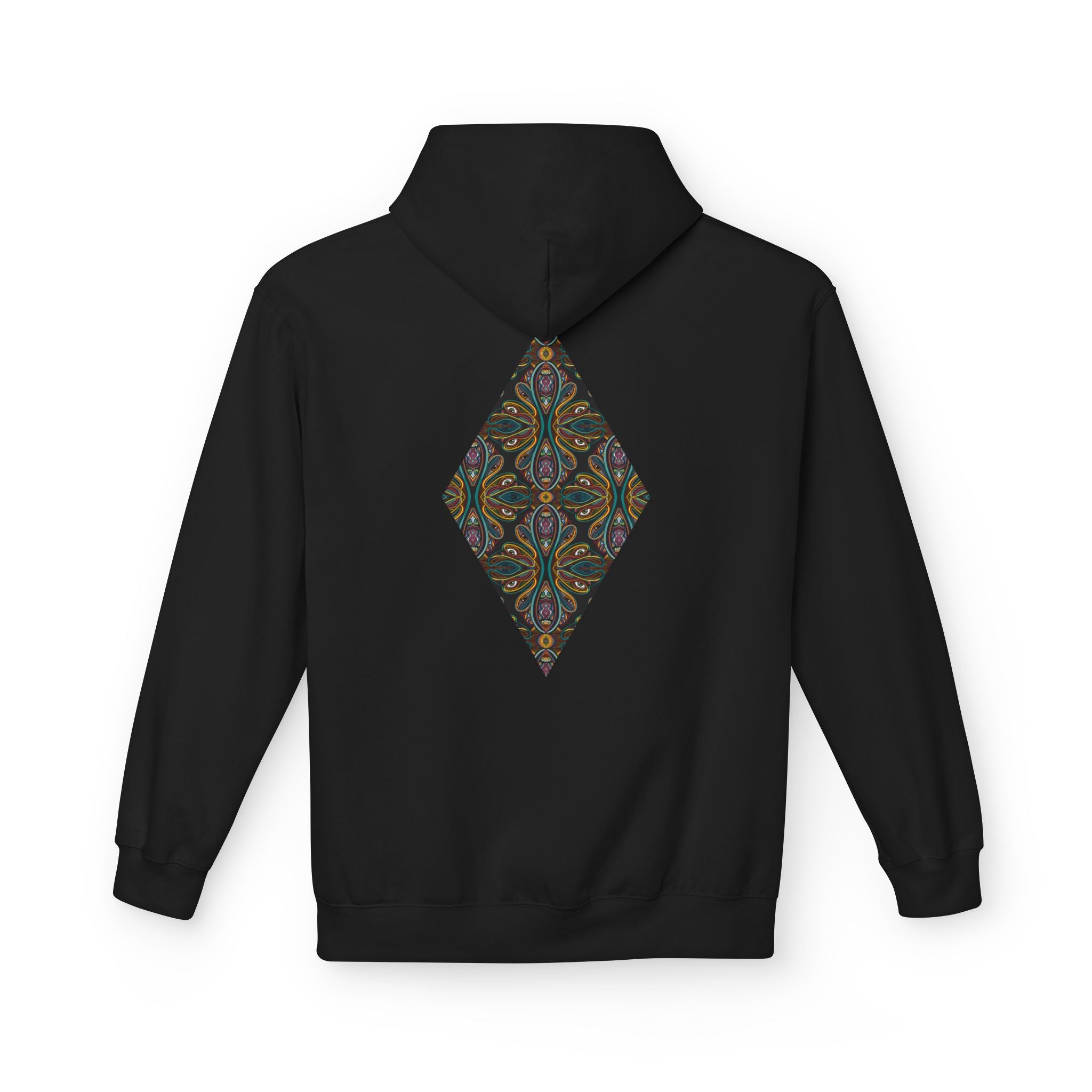 Geometric Mosaic Triangle Hoodie — Decorative Pattern Pullover #i865678