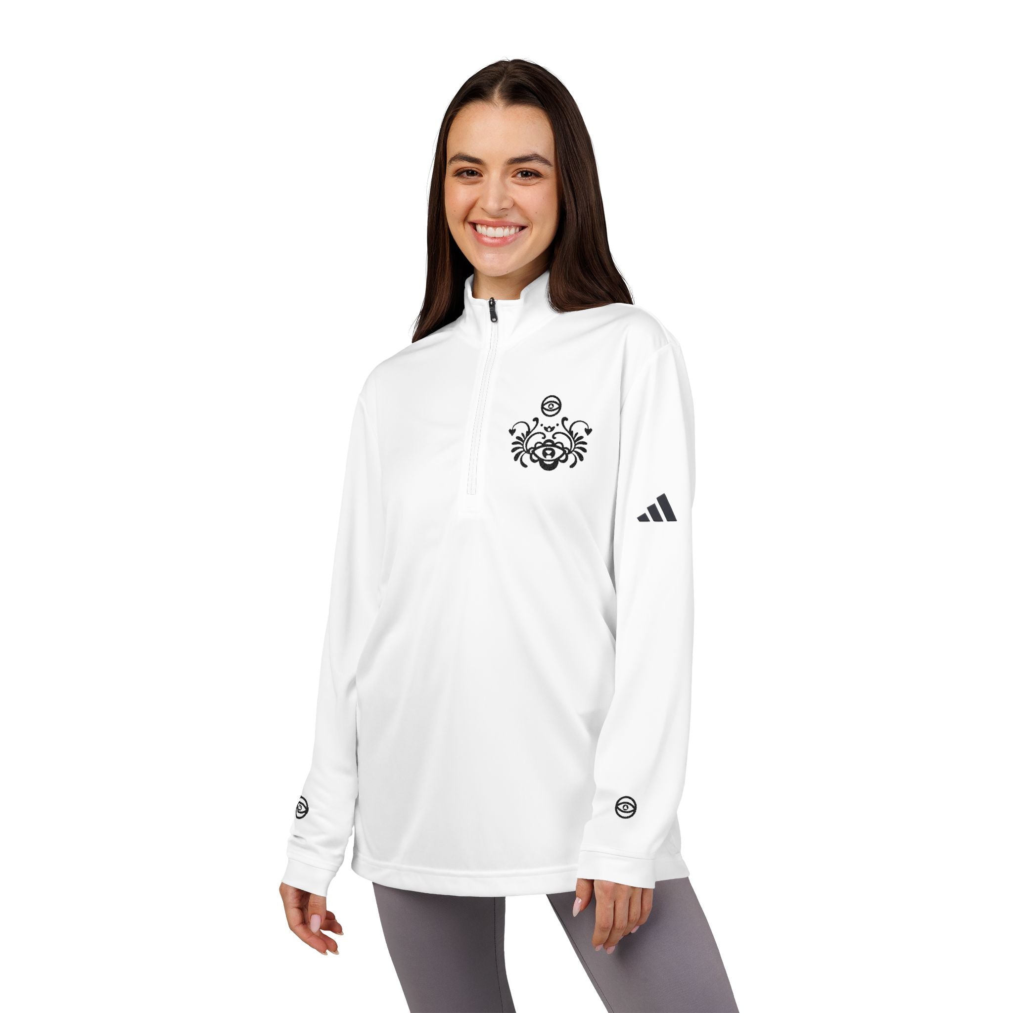 Embroidered Quarter-Zip Pullover — Adidas® Athletic Golf Top #s234513
