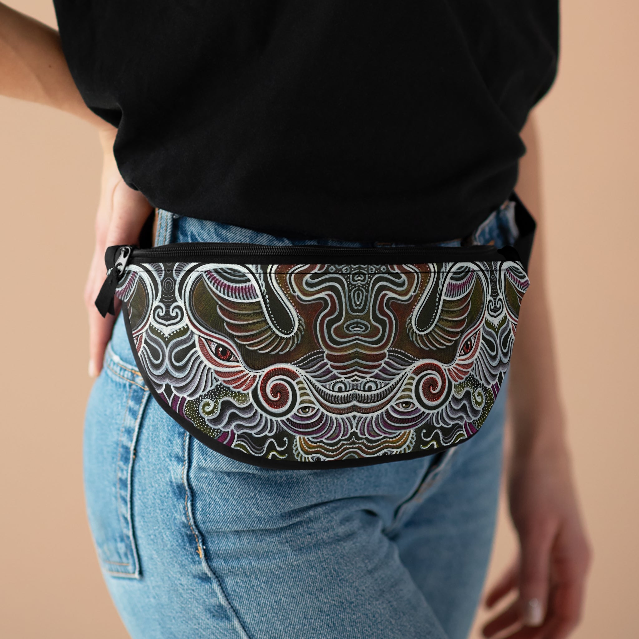 Abstract Swirl Fanny Pack — Boho Festival Waist Bag #fbs234