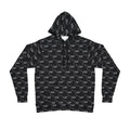 All-Over Print Black Wave Pattern Hoodie — Athletic Graphic Pullover #ur8373597