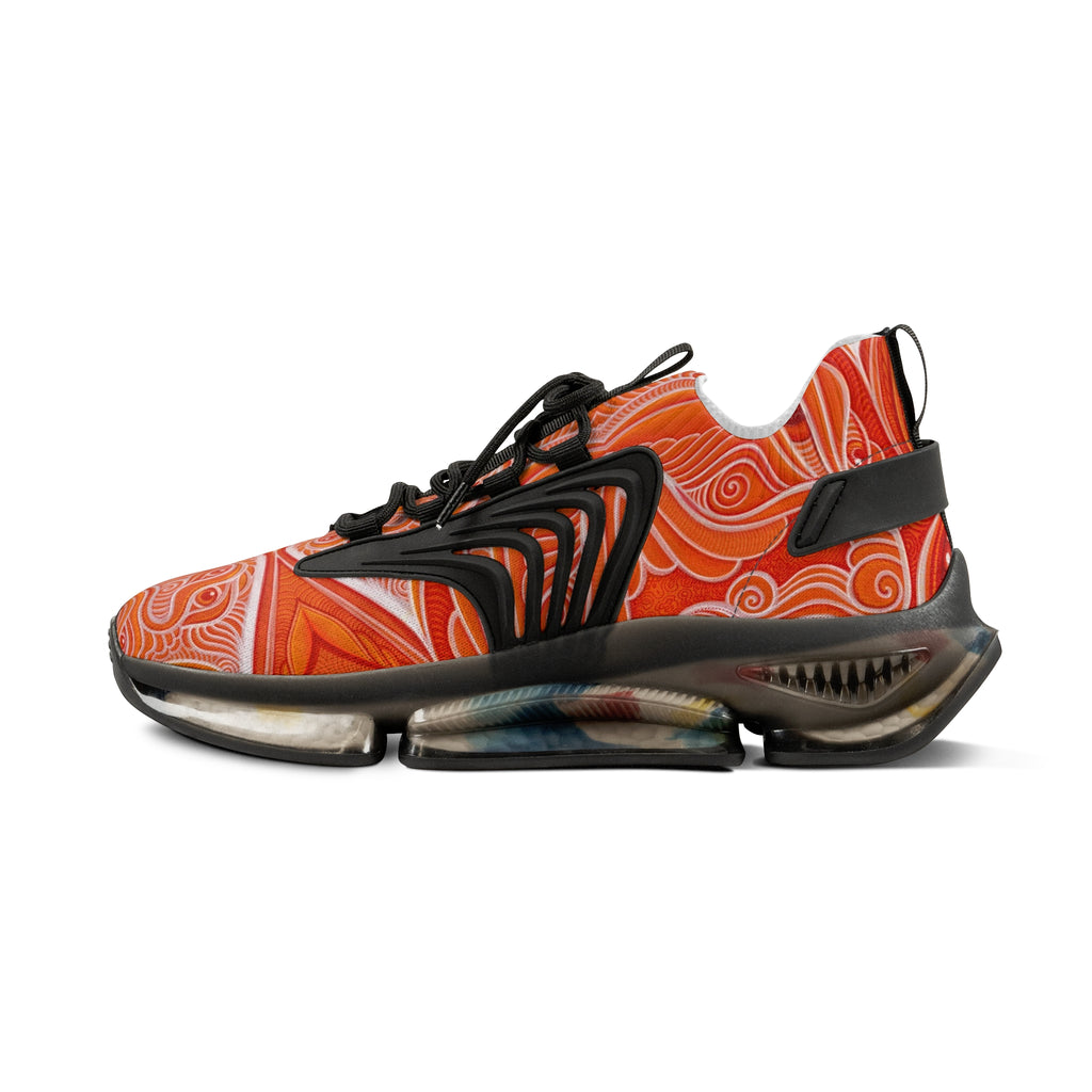 Men's Orange Swirl Mesh Sneakers – Lightweight Athletic Shoes #h974689