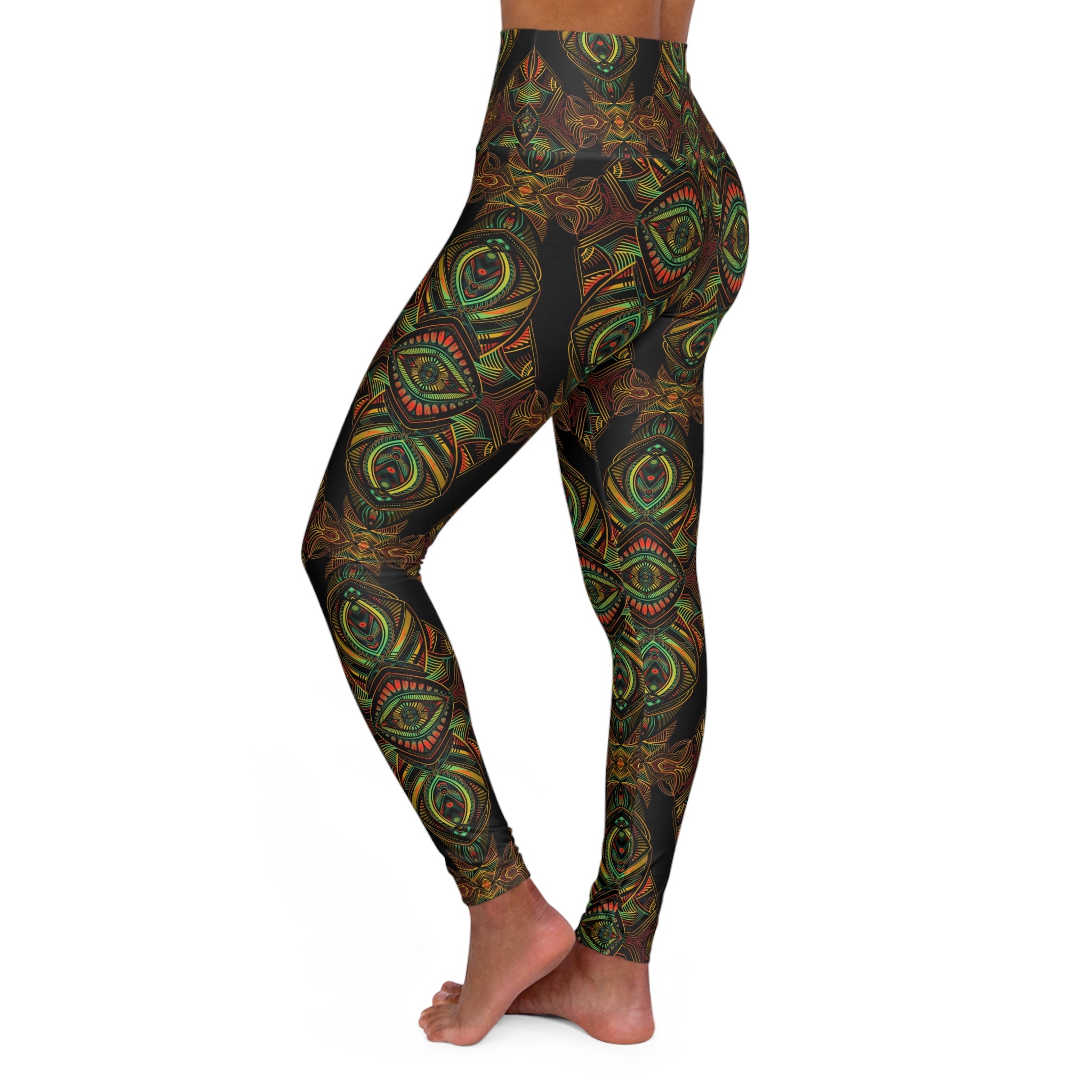 Mystic Eye High-Waisted Yoga Leggings — Boho Spiritual Print for Studio & Everyday #yl43