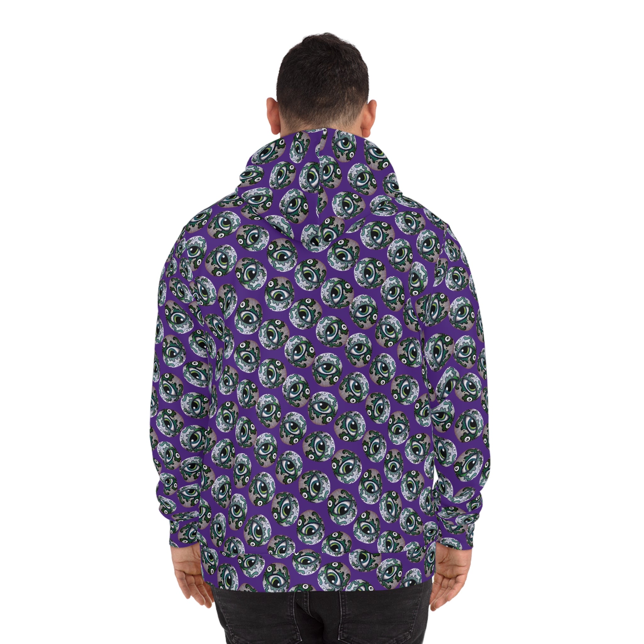 Skull Pattern Hoodie — Purple All-Over Print Gothic Streetwear #h976478