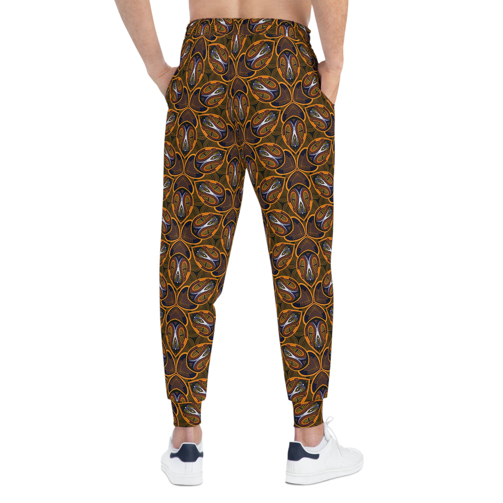 Brown Boho Floral Athletic Joggers – All-Over Print Patterned Sweatpants #ik76337
