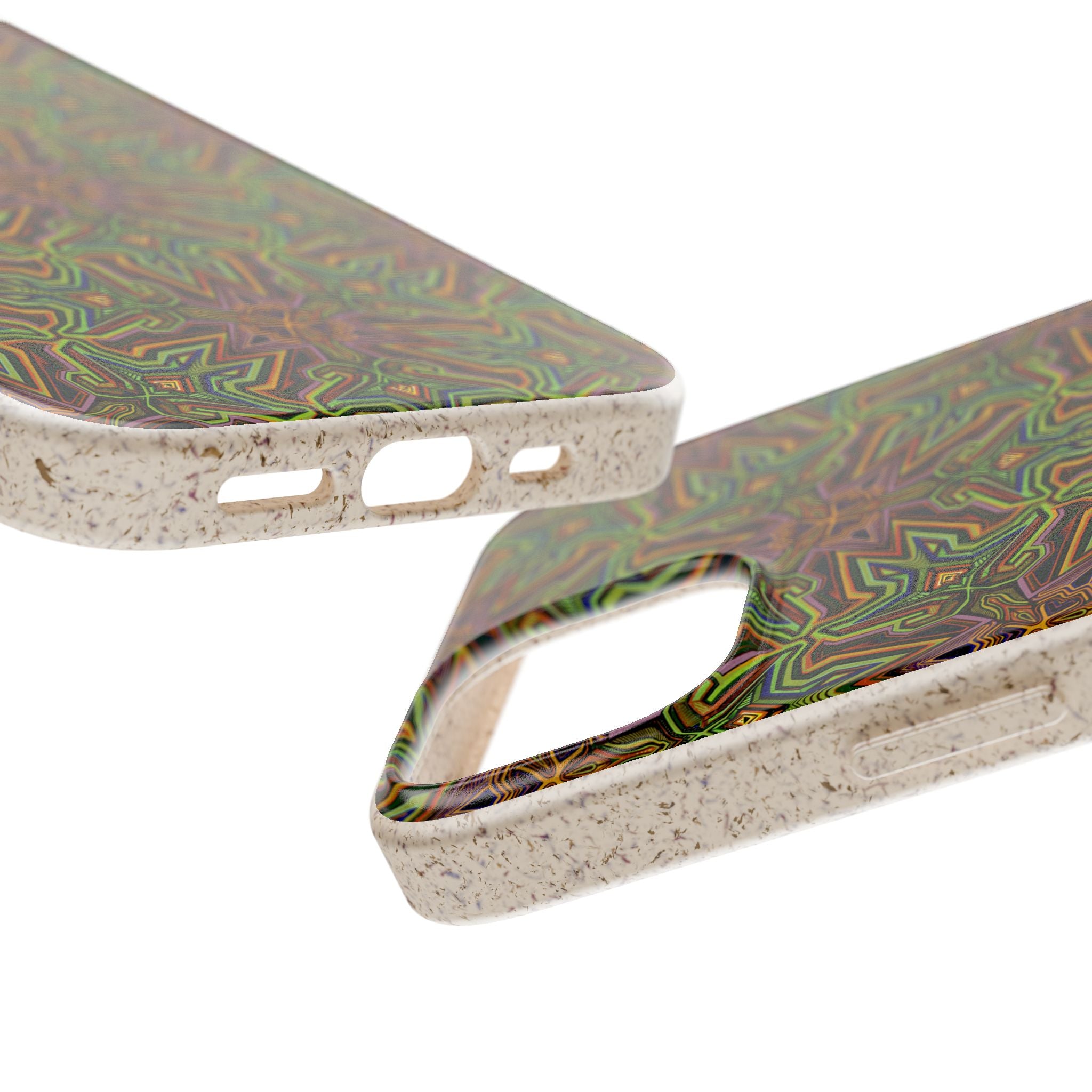 Biodegradable Phone Case — Earthy Green Kaleidoscope Pattern #c3