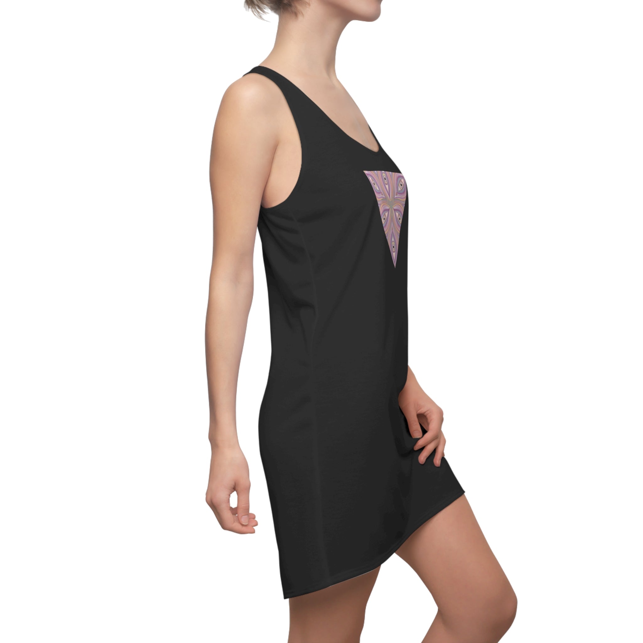 Racerback Dress with Pink Kaleidoscope Triangle Print #d111