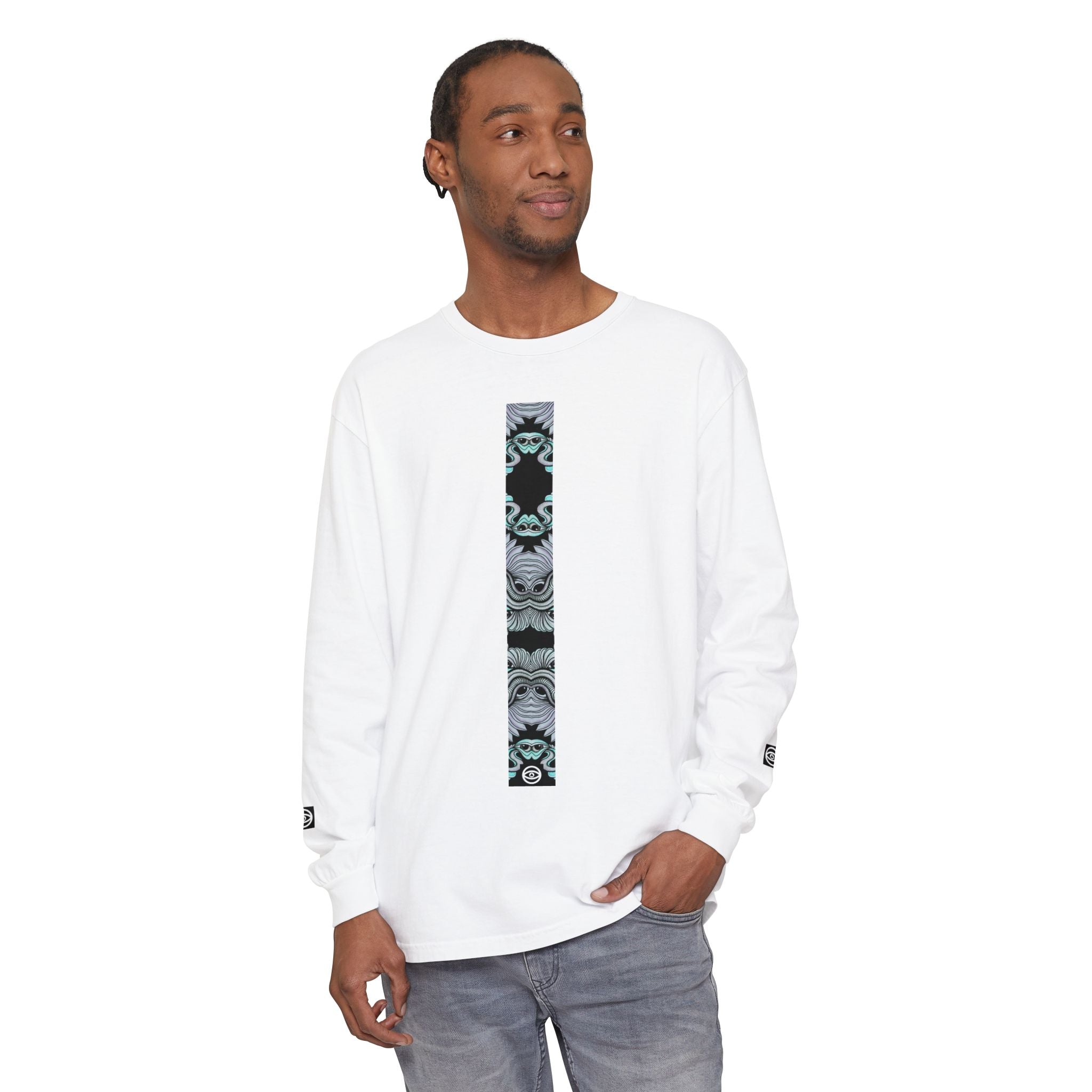 Men's/Women's Long Sleeve T-Shirt — Vertical Geometric Stripe Graphic #kjgd64258