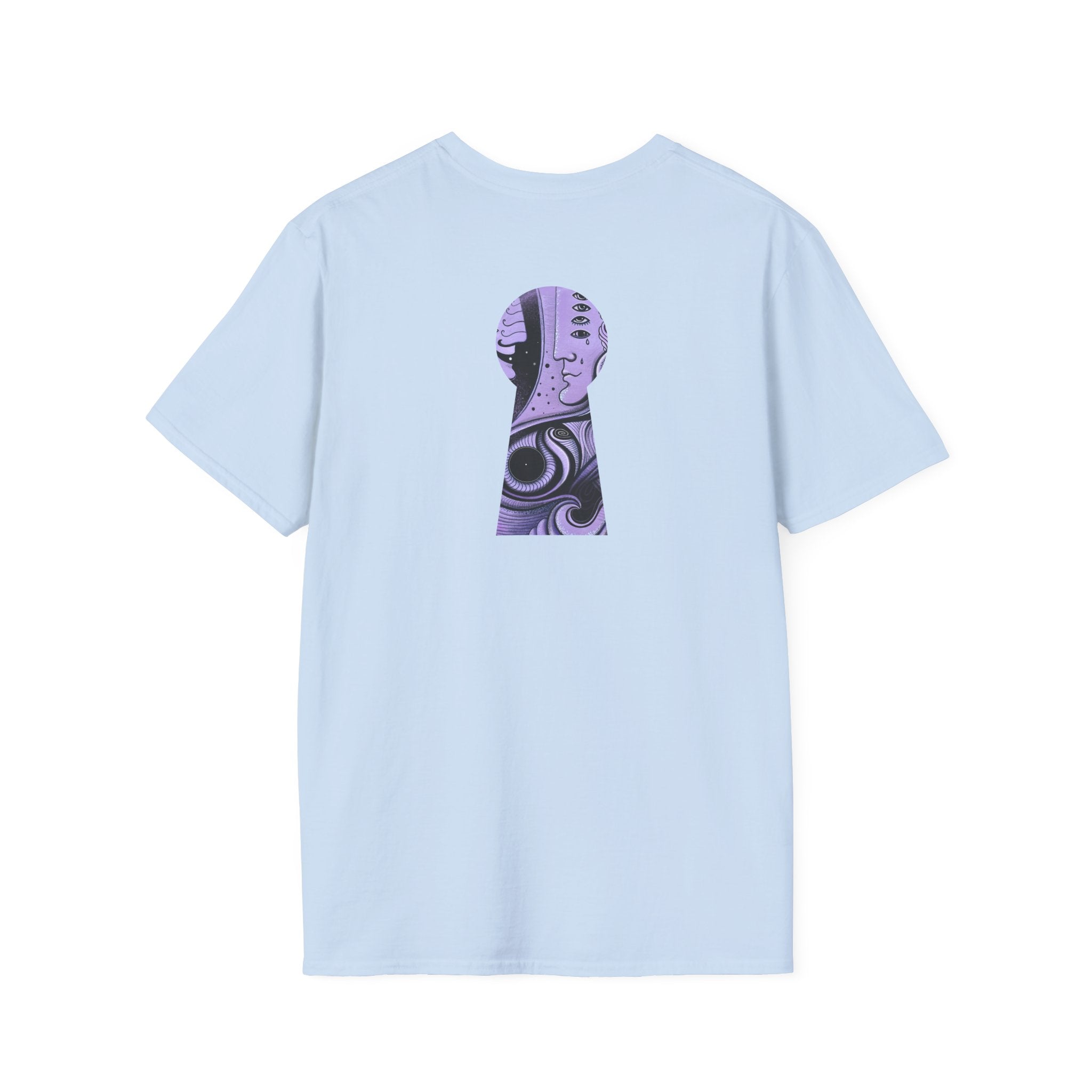 Abstract Purple Swirl Art T-Shirt | Psychedelic Keyhole Design