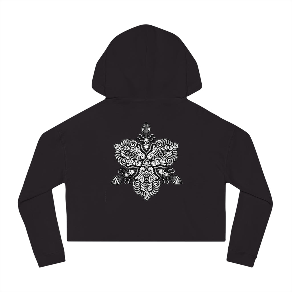 Cropped Hoodie — Boho Mandala Henna Floral Print #h98647