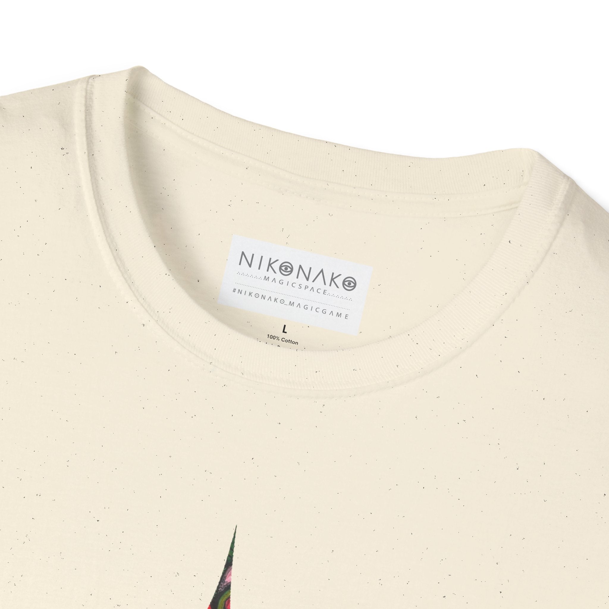 Geometric Tribal Eye Tee — Abstract Red & Green Triangle Graphic T-Shirt #sx432177