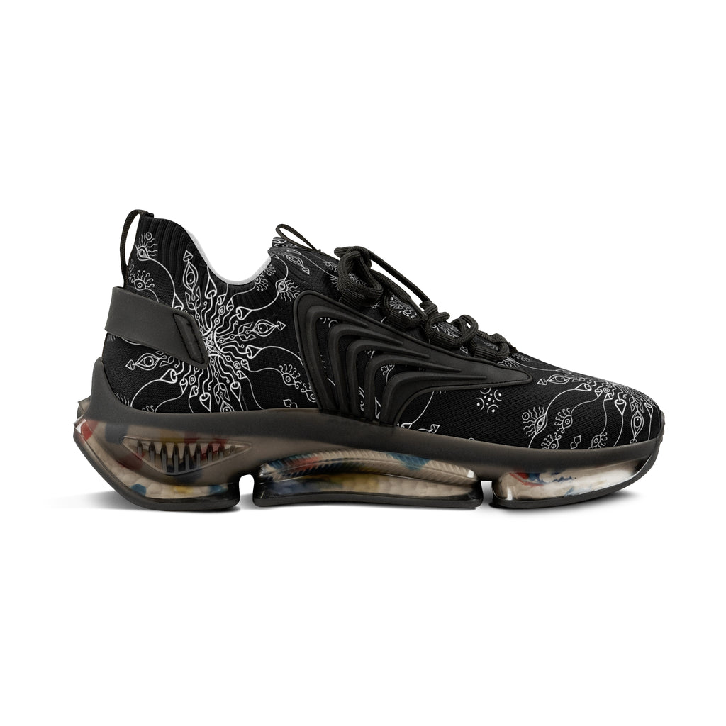 Mesh Sneakers — Black Mandala Athletic Shoes for Men #g76468