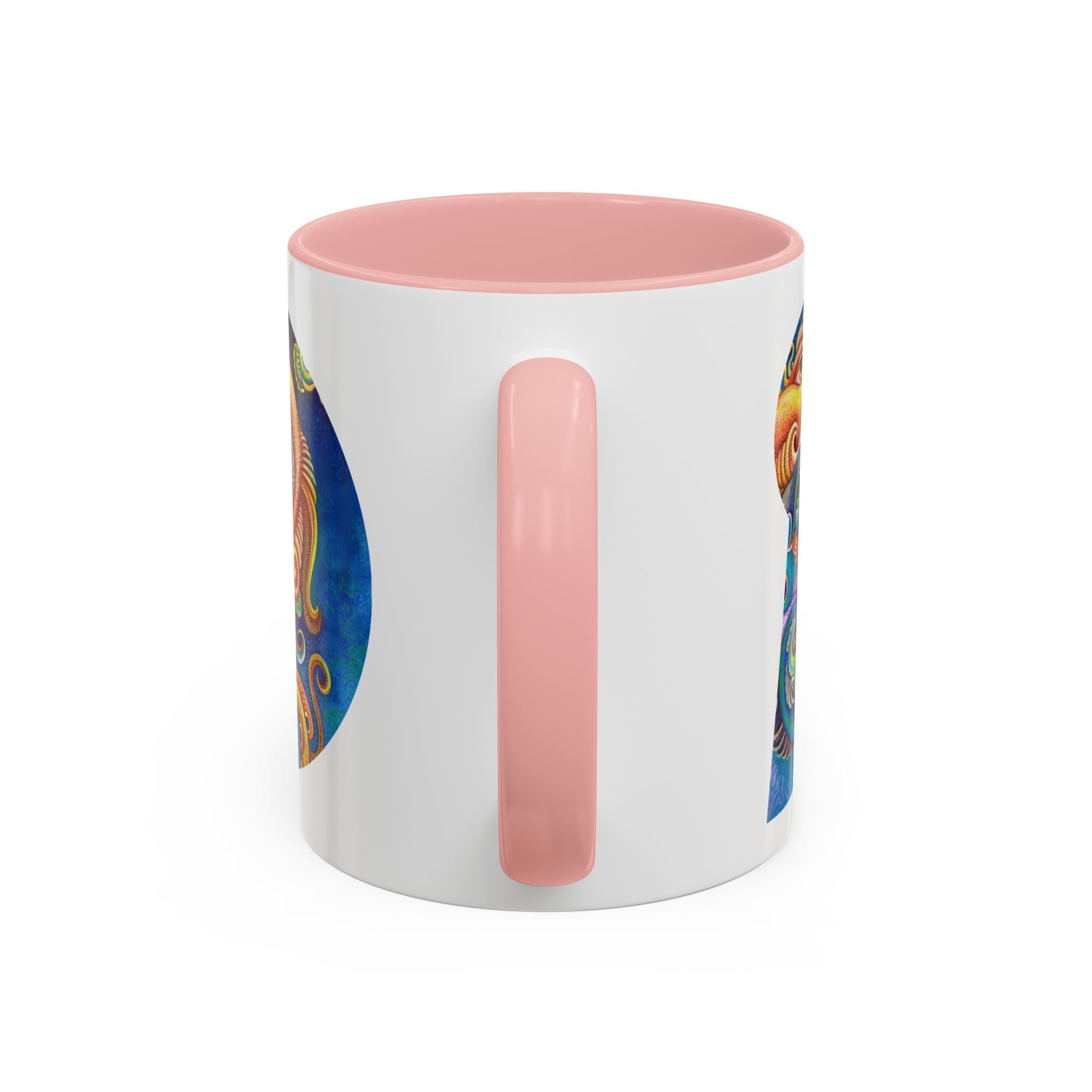 Colorful Abstract Fish Circle Mug | Accent Coffee Mug