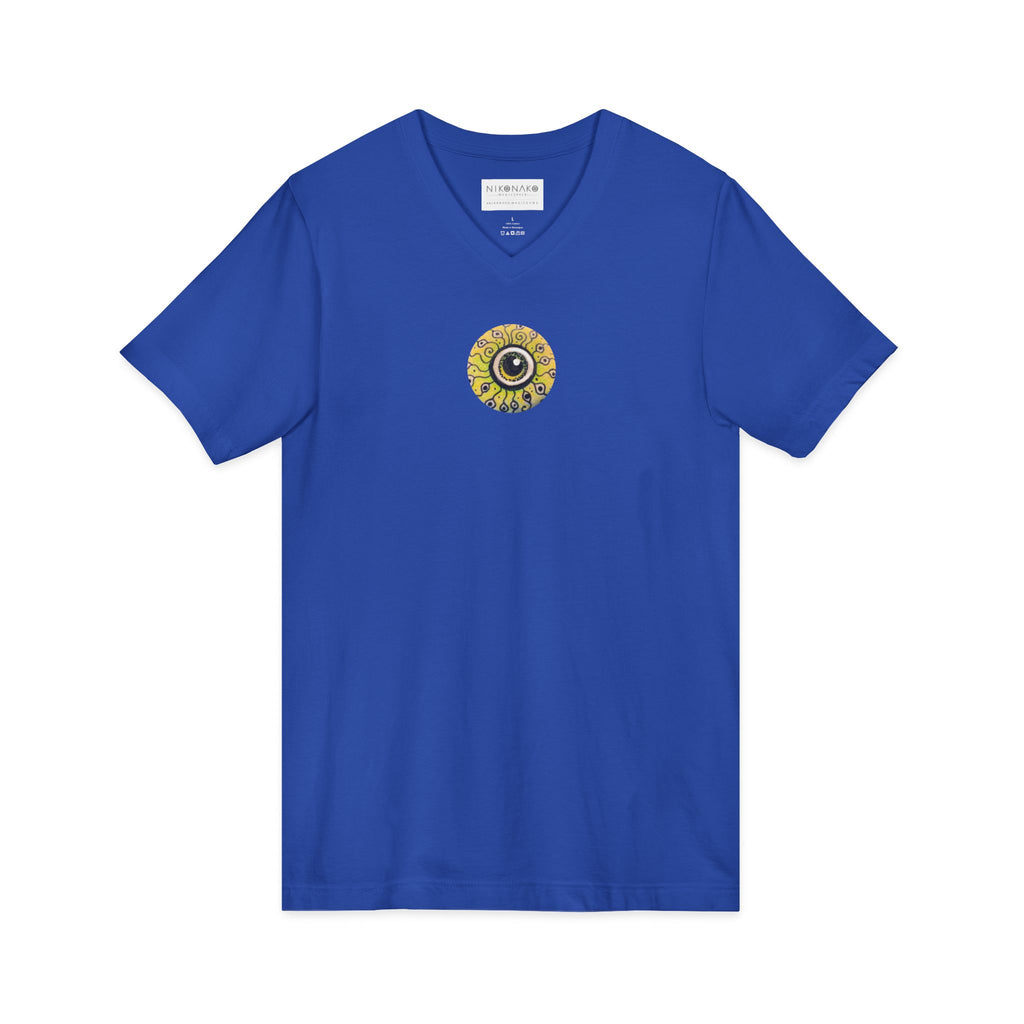 Sunflower Eye Pattern V-Neck Tee #k0833