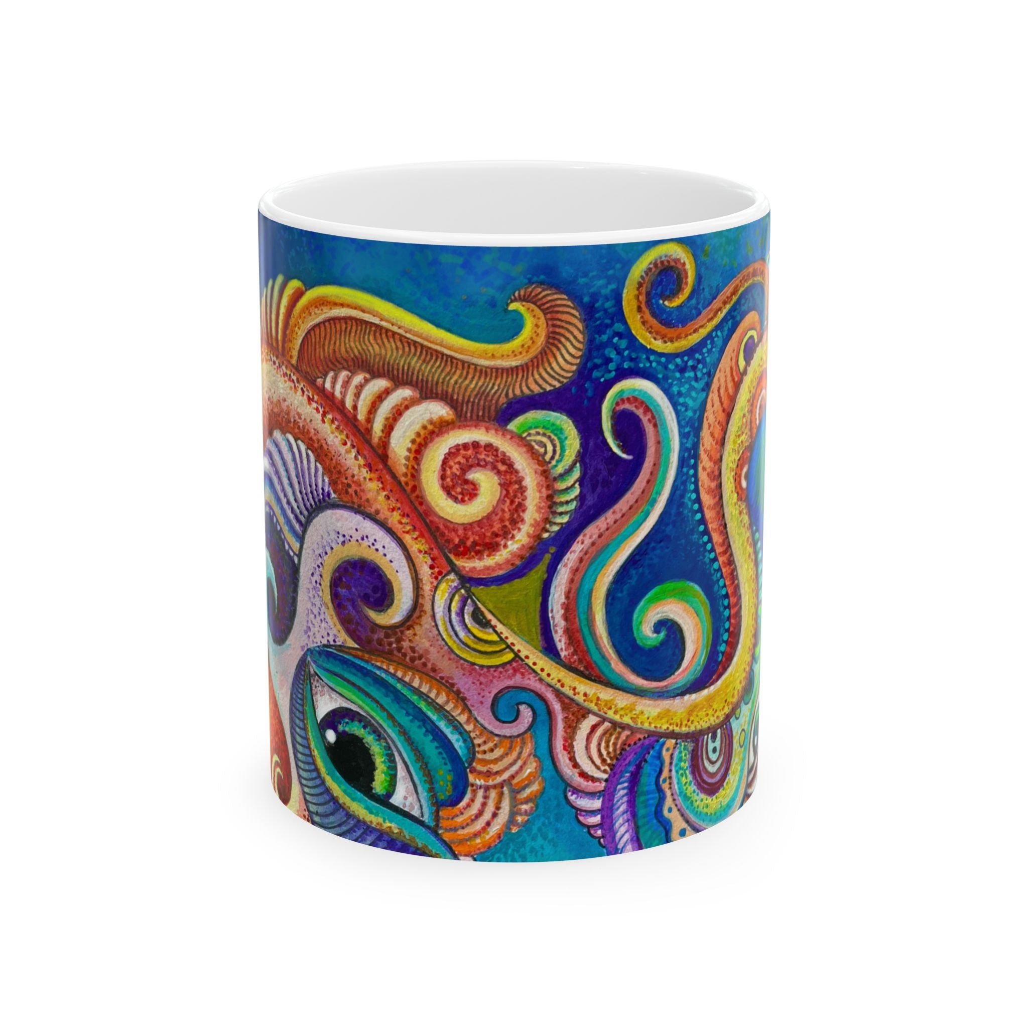 Colorful Abstract Octopus Mug | Vibrant Swirl Sea Life Ceramic Mug