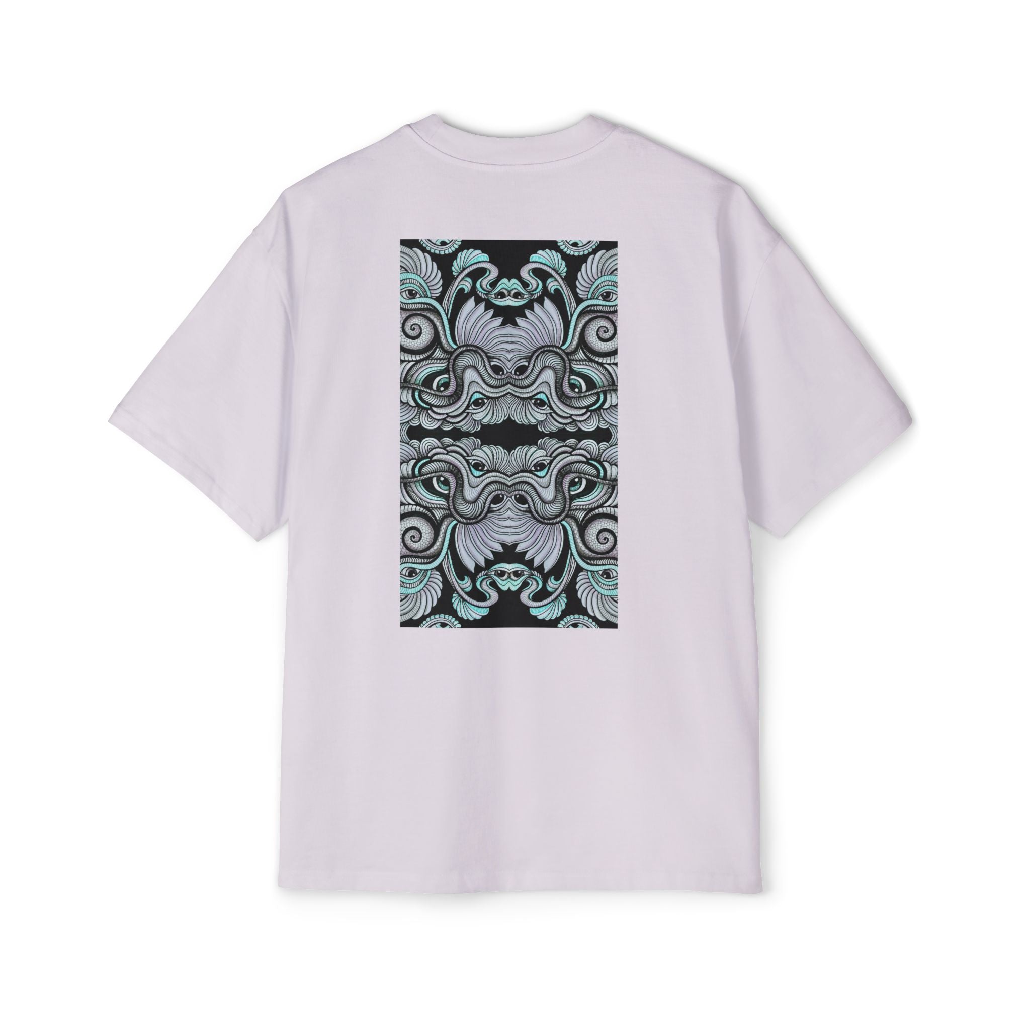Men's Oversized Tee — Geometric Wave Pattern Diamond & Back Panel Graphic #gwp21