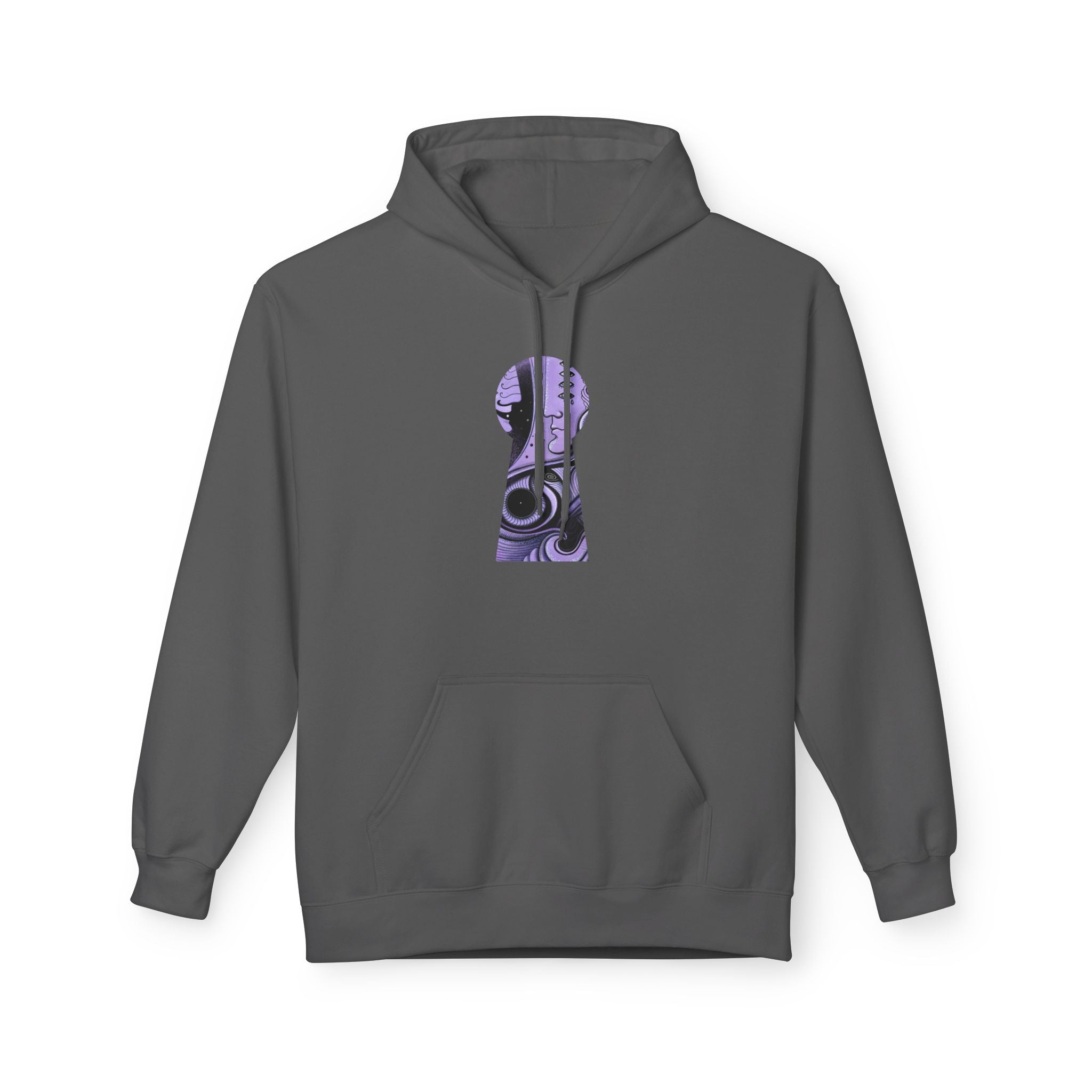 Purple Psychedelic Guitar Art Hoodie | Keyhole Front, Circular Back Design