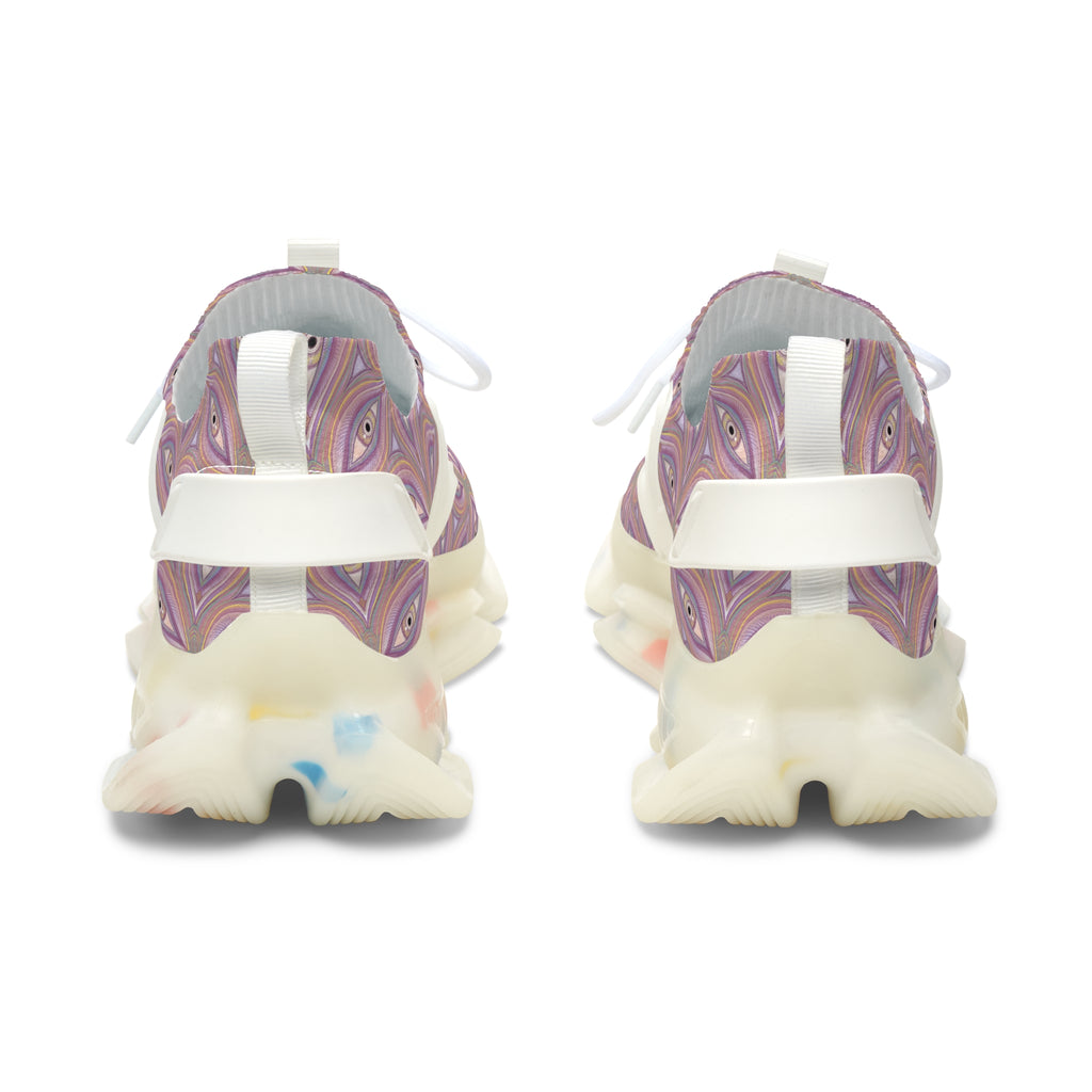 Women's Mesh Sneakers — Pastel Geometric Eye Pattern Athletic Shoes #itv853