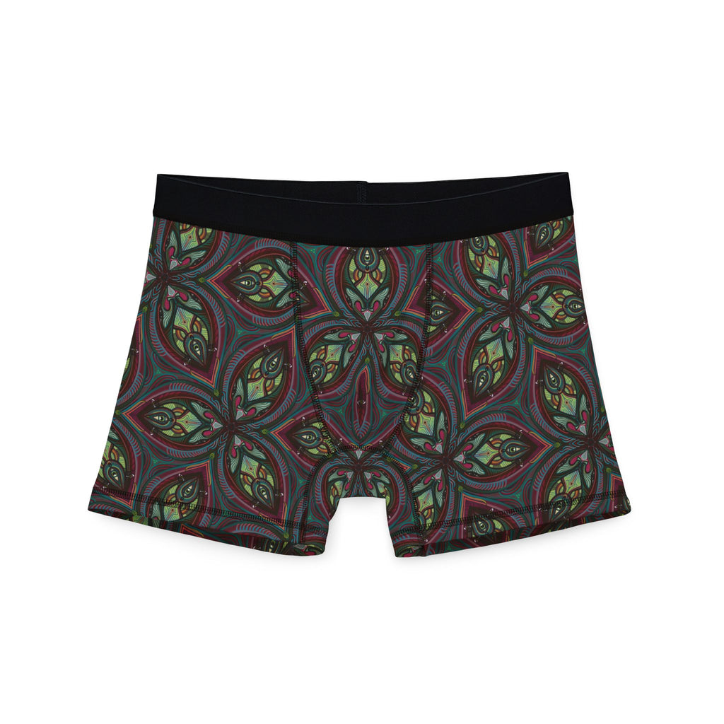 Men's Boxer Briefs — Green Red Kaleidoscope Pattern All-Over Print #mmb215