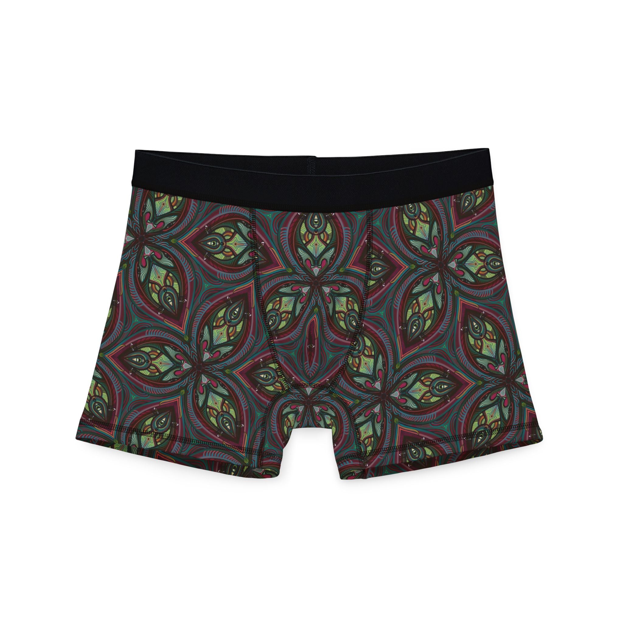 Men's Boxer Briefs — Green Red Kaleidoscope Pattern All-Over Print #mmb215